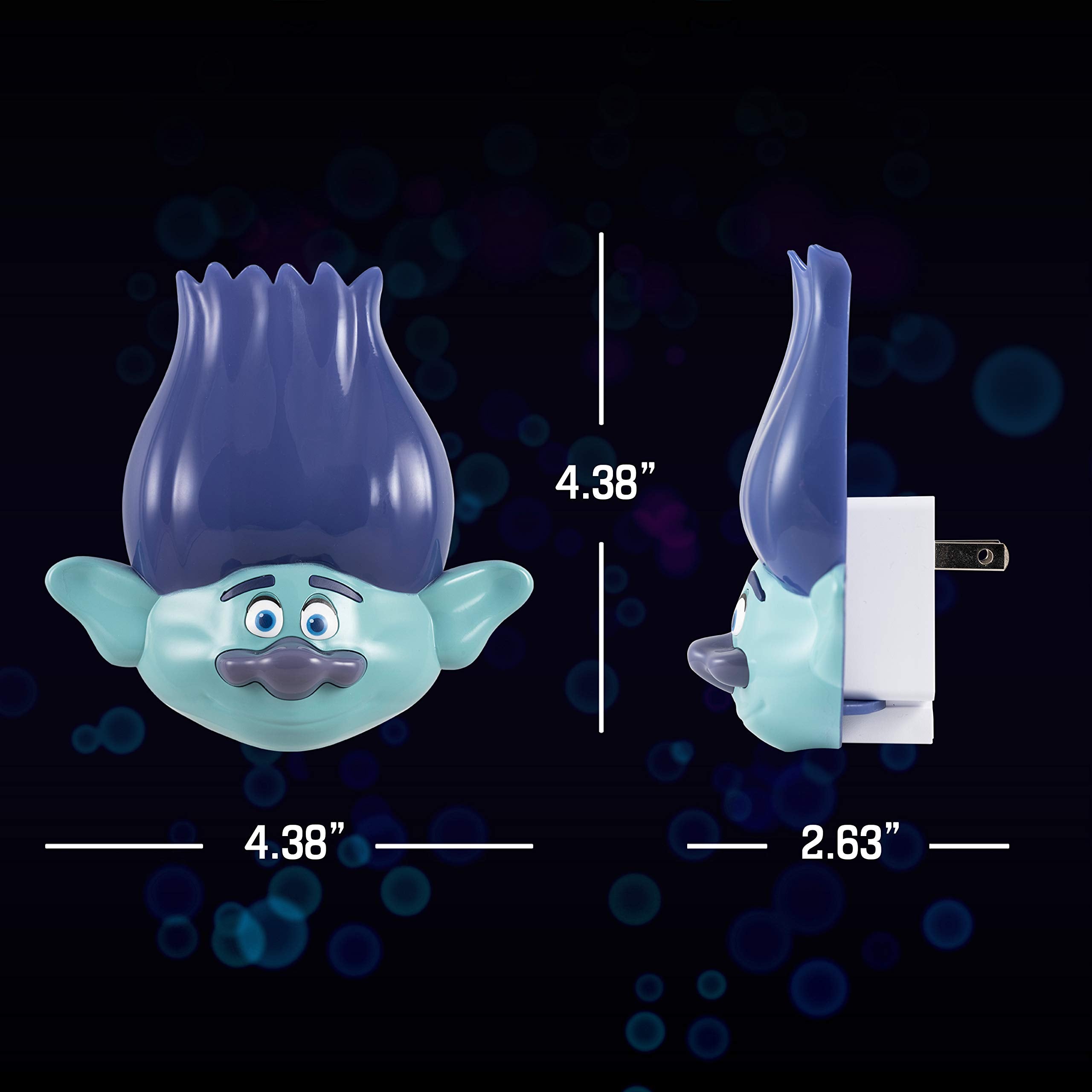 DREAMWORKS TROLLS Branch LED Night Light, Plug-in, Dusk to Dawn, Teal Glow, UL-Listed, Model 47393
