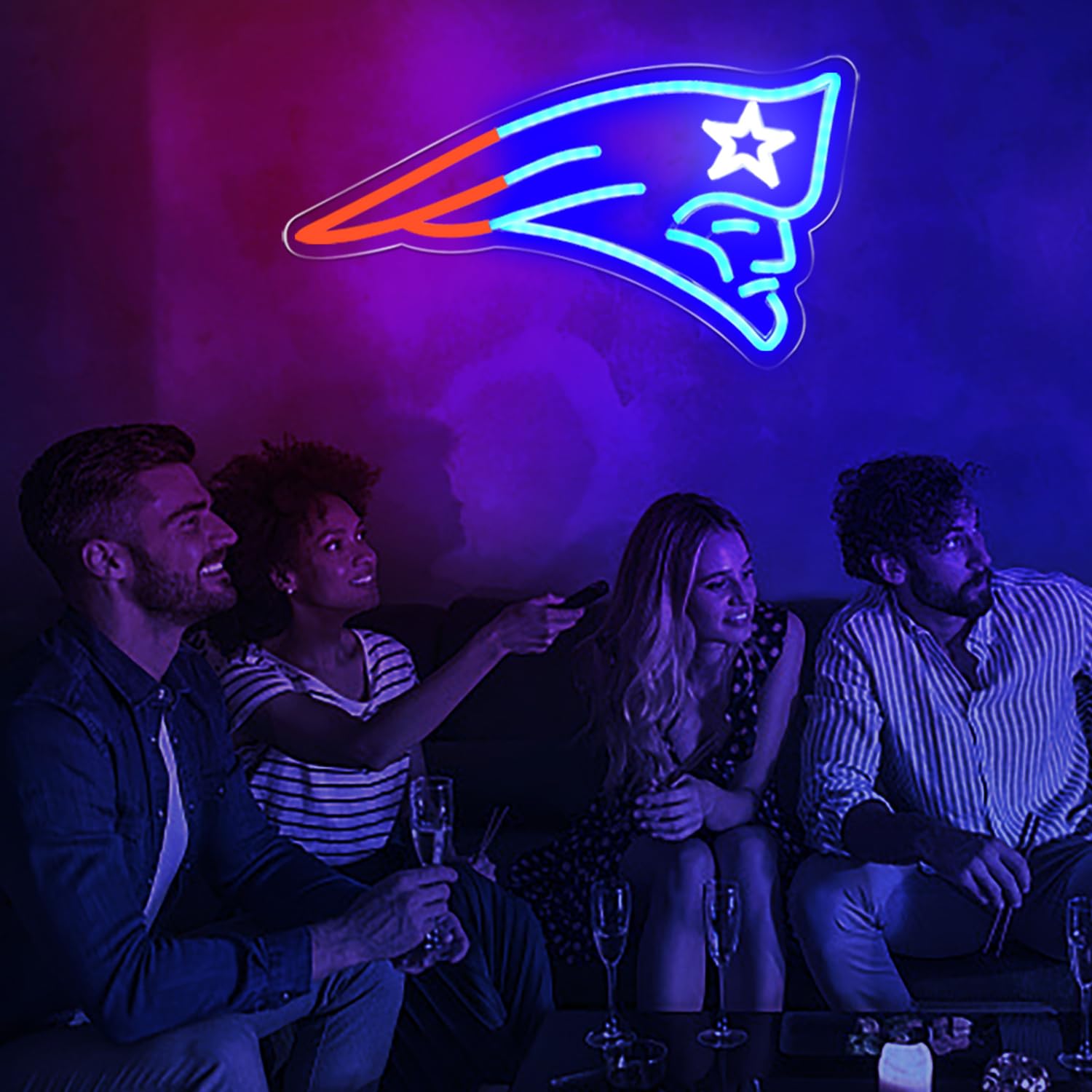 Brineon Football Neon Sign - Blue Acrylic Wall Light, 16.1x8.0in, Perfect for Man Cave, Garage, Bar, or Game Room Decor