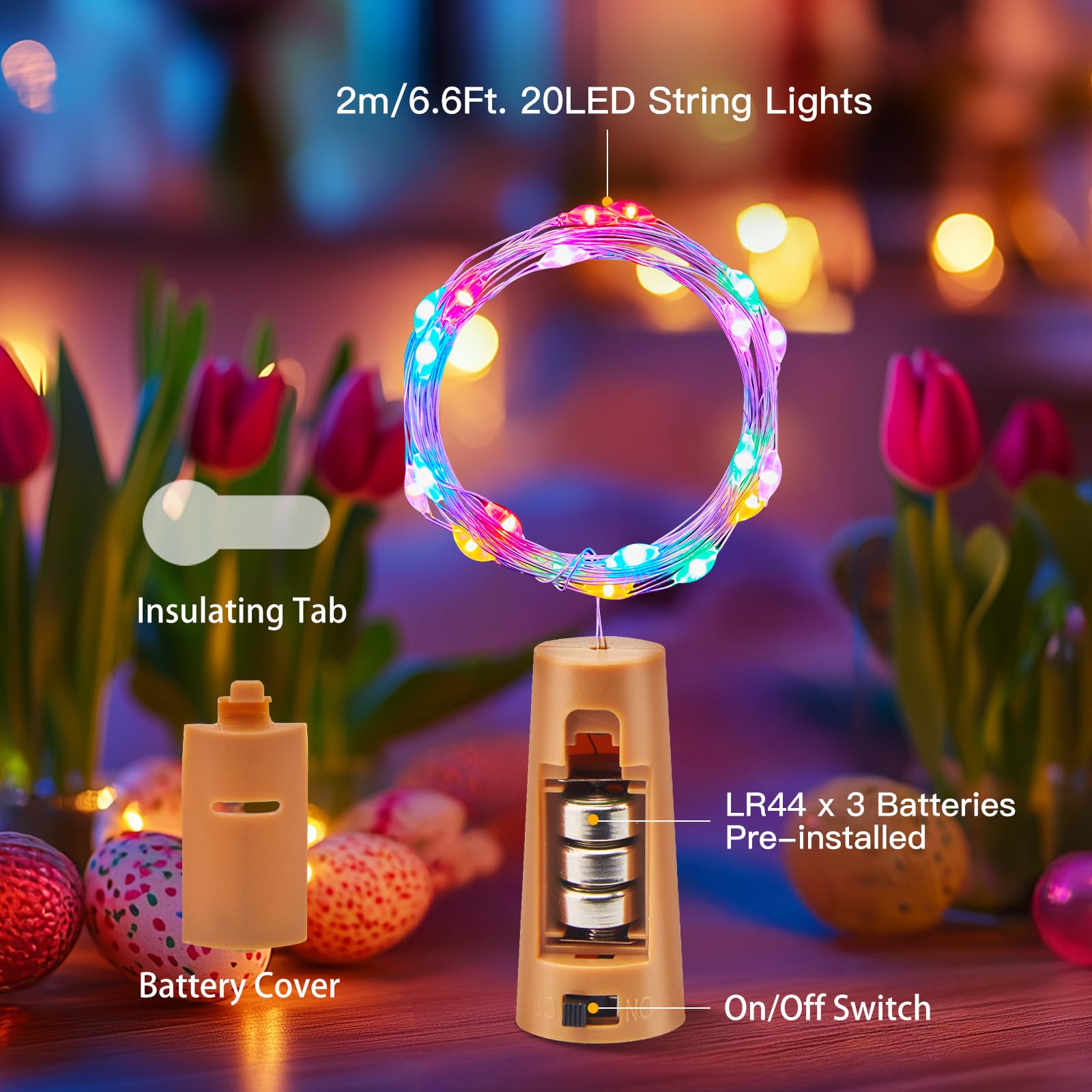 Brightown Pastel Wine Bottle Lights - 10 Pack, 7ft, 20 LED, Battery Operated, Ideal for DIY Crafts and Party Decor