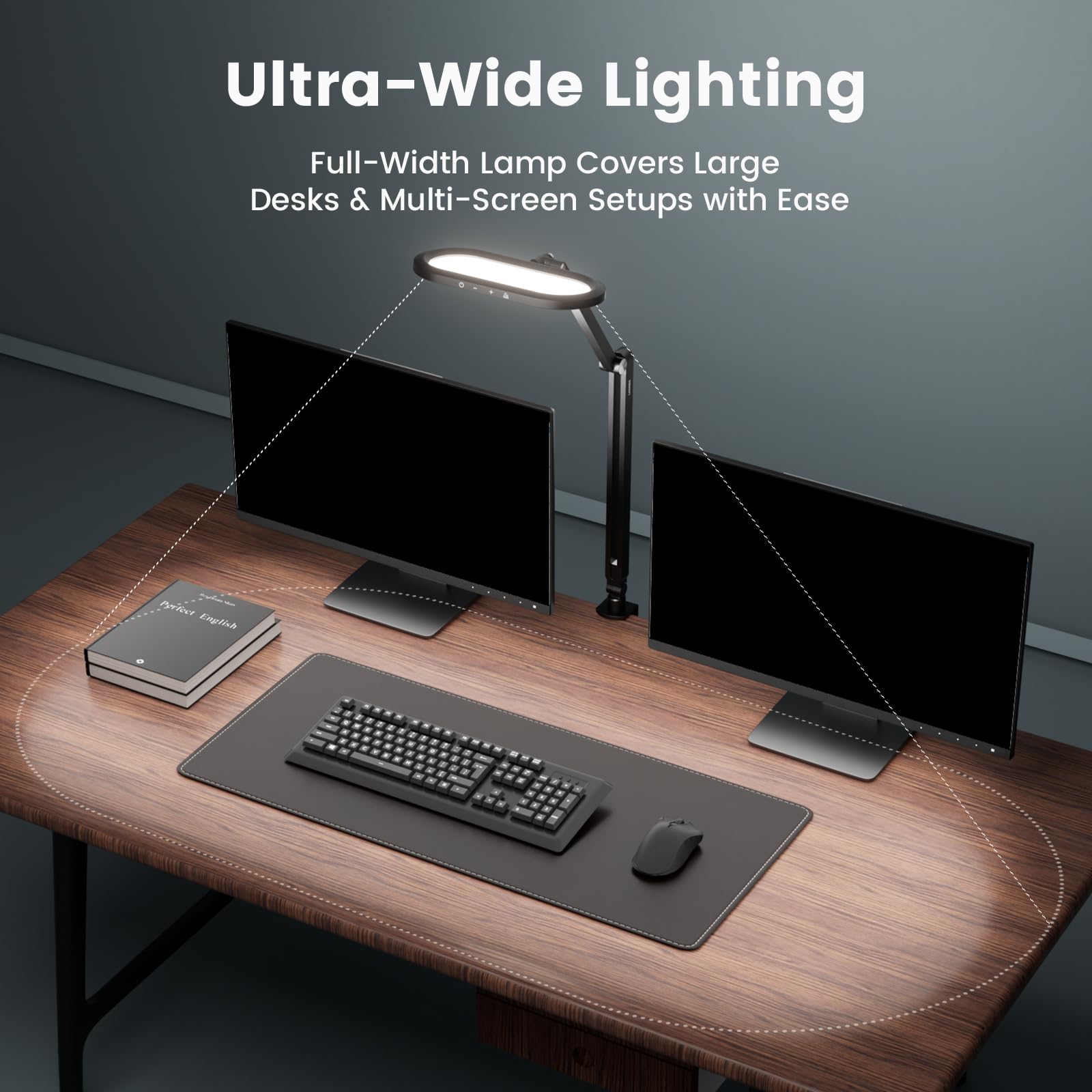 Litones Led Desk Lamps For Home Office, Double-Sided Dimmable Desk Light With Clamp And Remote Control, Swing Arm Architect Desk