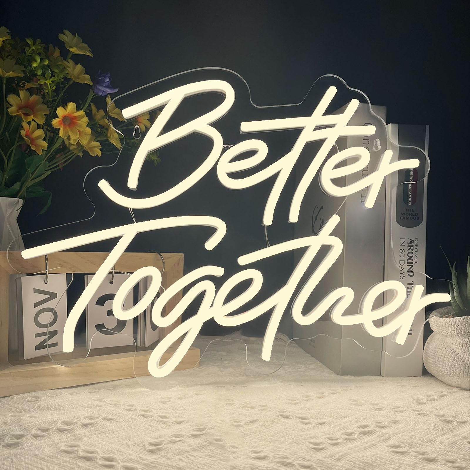 BerniceKelly Better Together Neon Sign, Warm White LED Light, Model AW-12, Wedding Party Decoration