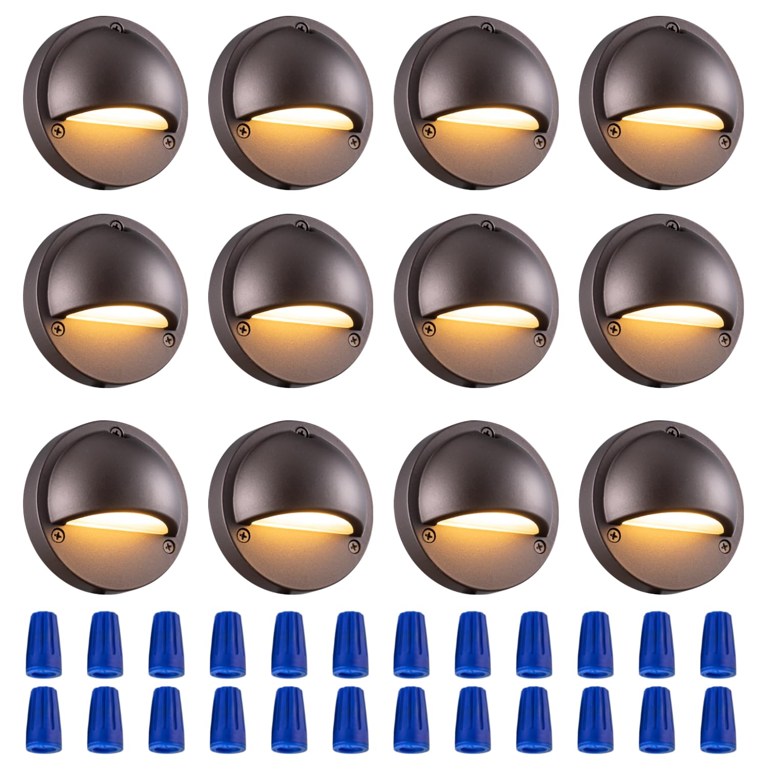 BTNHPLite LED Deck Lights, 2700K Soft Warm White, Aluminum, 12-Pack, Model JC-HM-SL01, IP65, 2.5W, 180