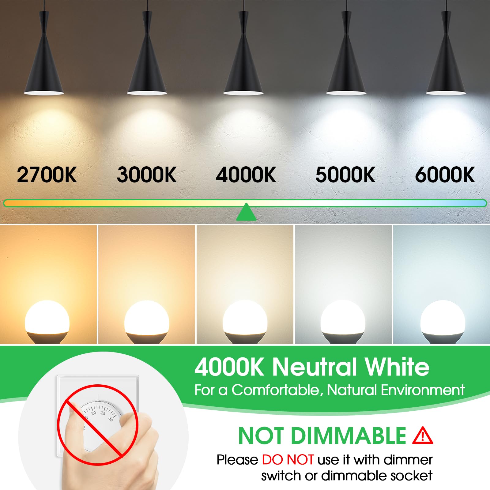 Maxvolador E12 Led 60W Equivalent Neutral White 4000K Ceiling Fan Bulbs, 600Lm Cri 85+ Small Base Candelabra Bulbs, 6W Non-Dimmable, Pack Of 6