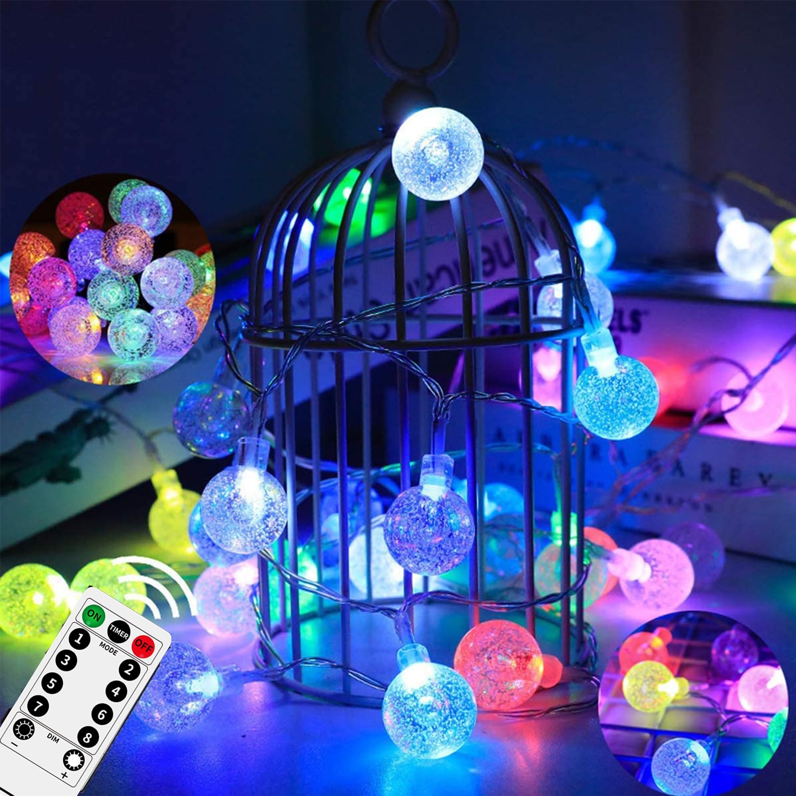 Ryblgled 200 Led Battery Powered Color Changing String Lights - 66Ft, 8 Modes, Waterproof