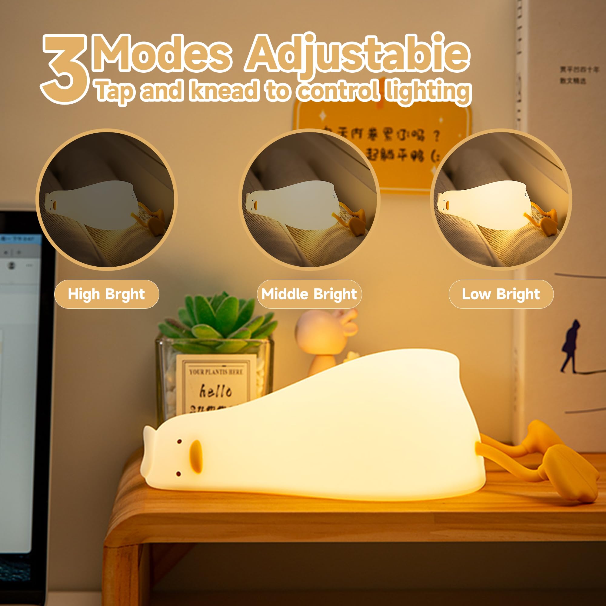 ATCTBOGFS Cute LED Night Light Lamp - Yellow Duck, Toddler/Kids Room Decor, Model ducklamp001