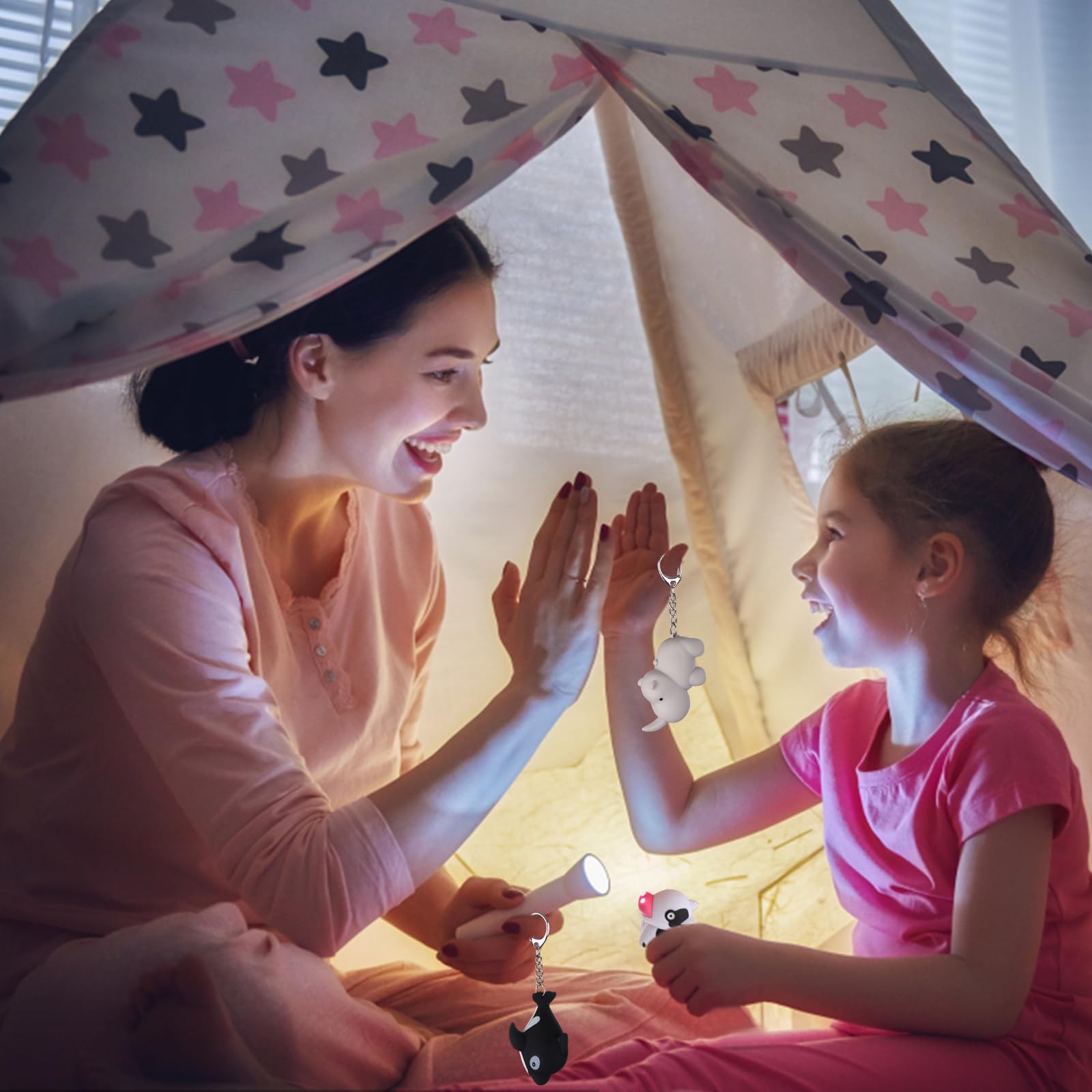 9 Pcs Nurse Flashlight Pediatric Nurse Flashlight Keychain Animal Flashlight Puppy Keychain Cow Giraffe Elephant Octopus Dolphin Pig Hippo Owl Zebra Flashlight Keychain Pen Light For Nurse Badge Reel