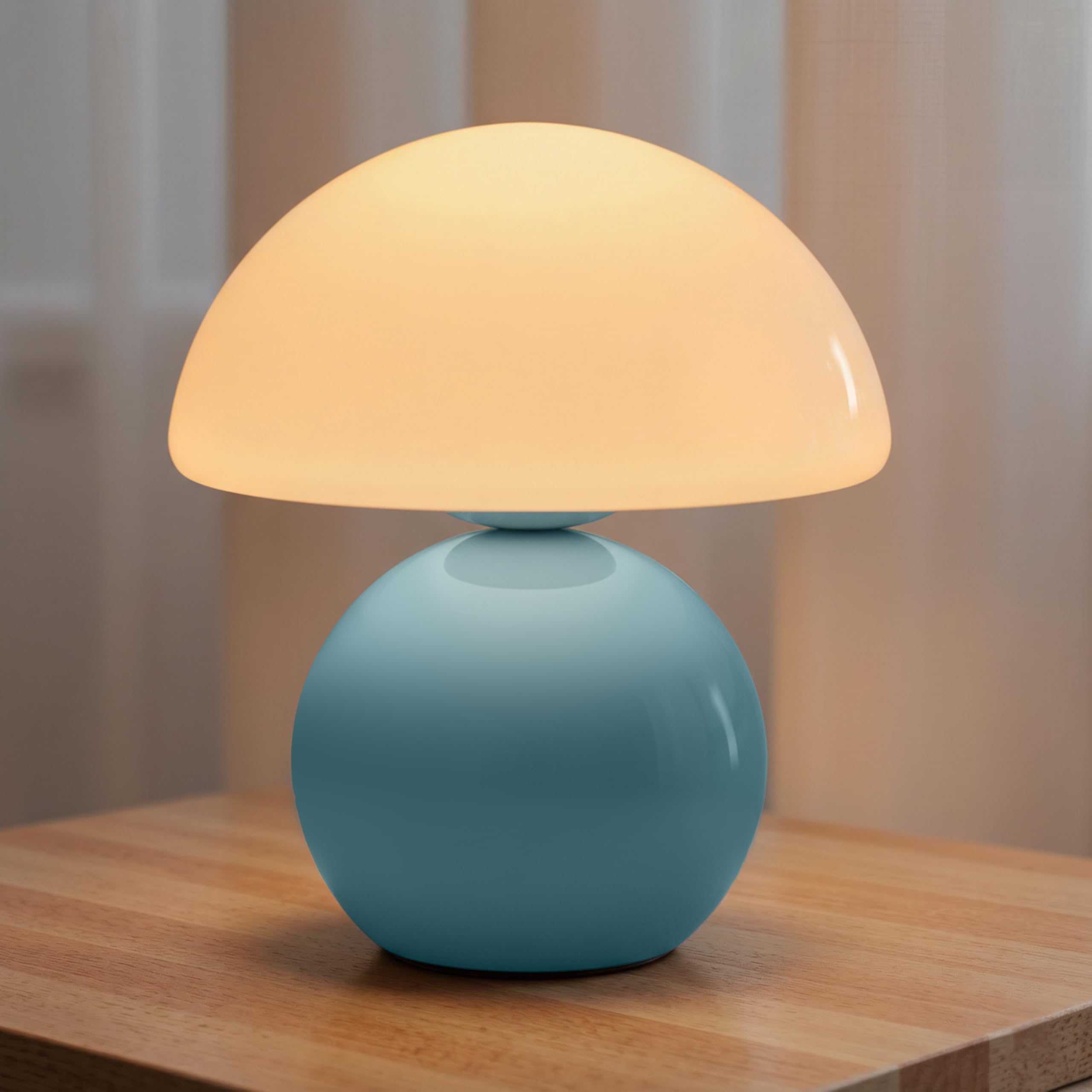 NIORSUN Mushroom Lamp Table Lamp for Bedroom  Portables Cordless Table Lamp Wireless lamp Small Bedside Table Touch Lamps for Living Room Mini Mushroom 5200mAh Battery Operated Lamp Modern Blue