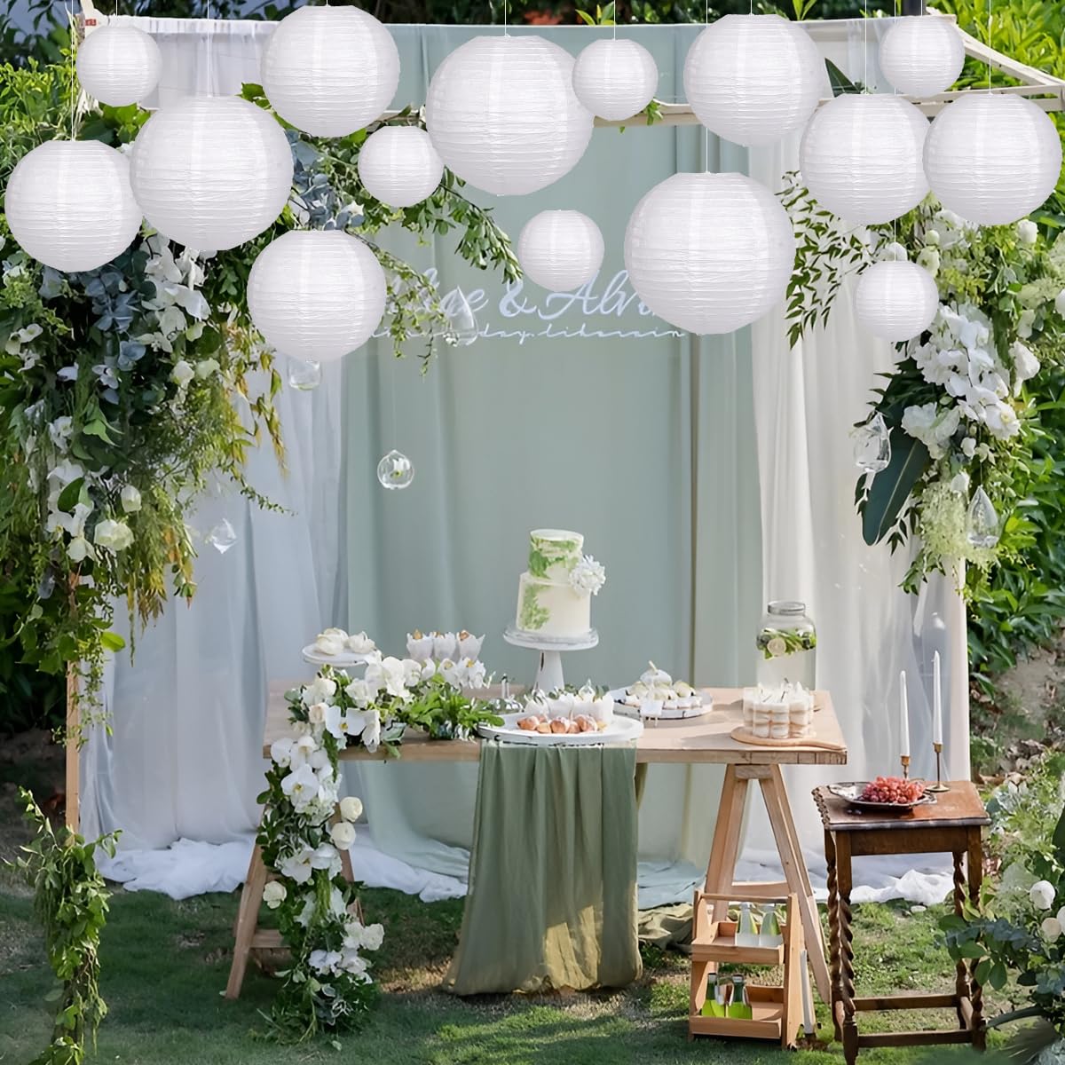 Zilue Paper Lanterns Party Decorations, Round Hanging Paper Lanterns Decorations For Graduation Engagement Wedding Birthday Part