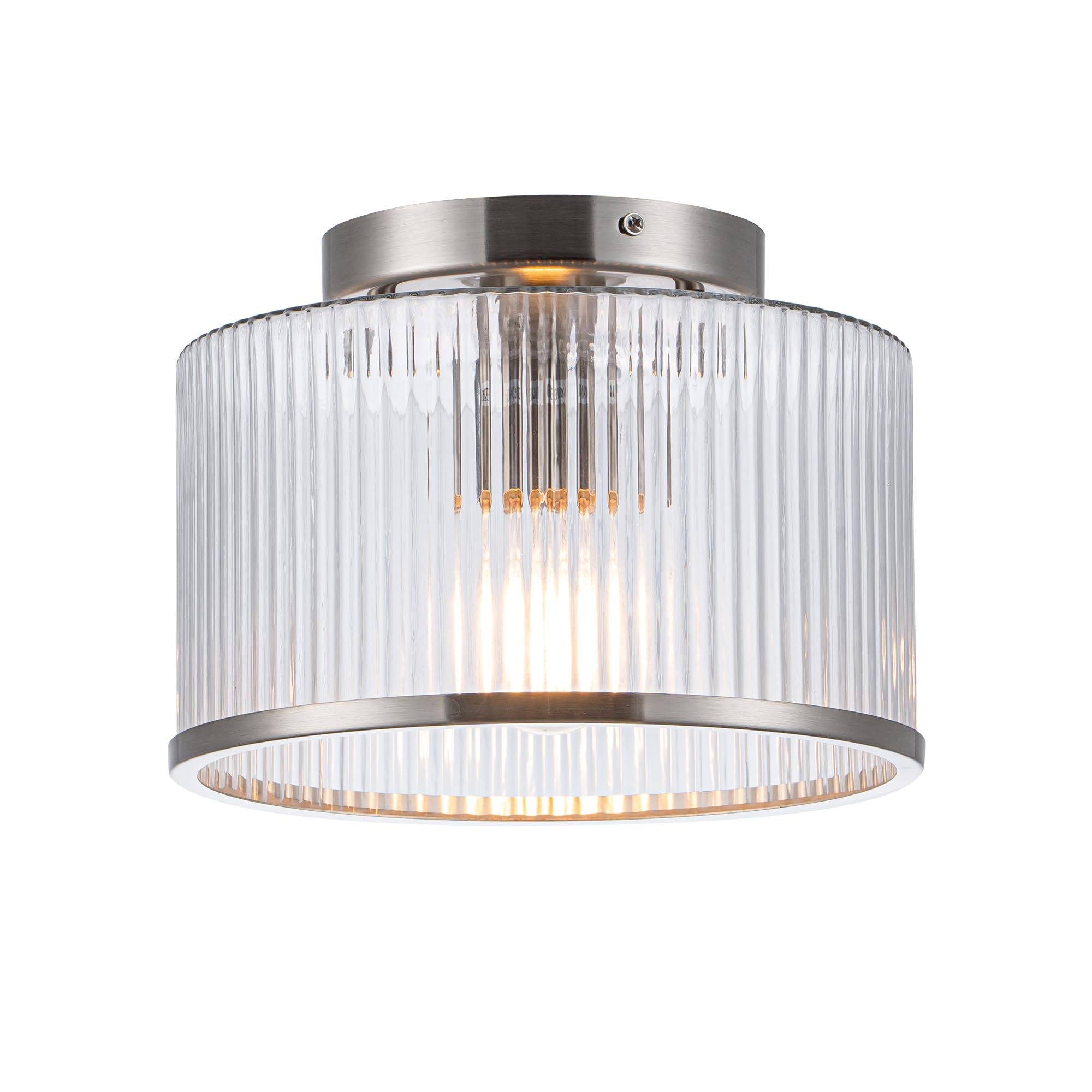 Mayna Modern Nickel Semi Flush Mount Ceiling Light Fixture, 1-Light Glass Ceiling Light, Hallway Light Fixtures Ceiling Mount Fo