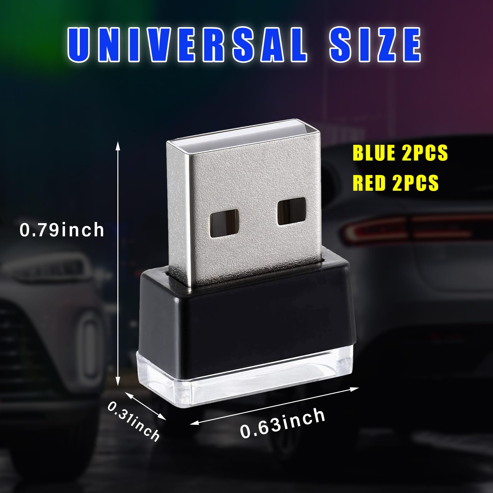 Augeny USB LED Car Interior Atmosphere Lamp Kit - Portable Night Light, Red & Blue, Universal Fit for Most Vehicles