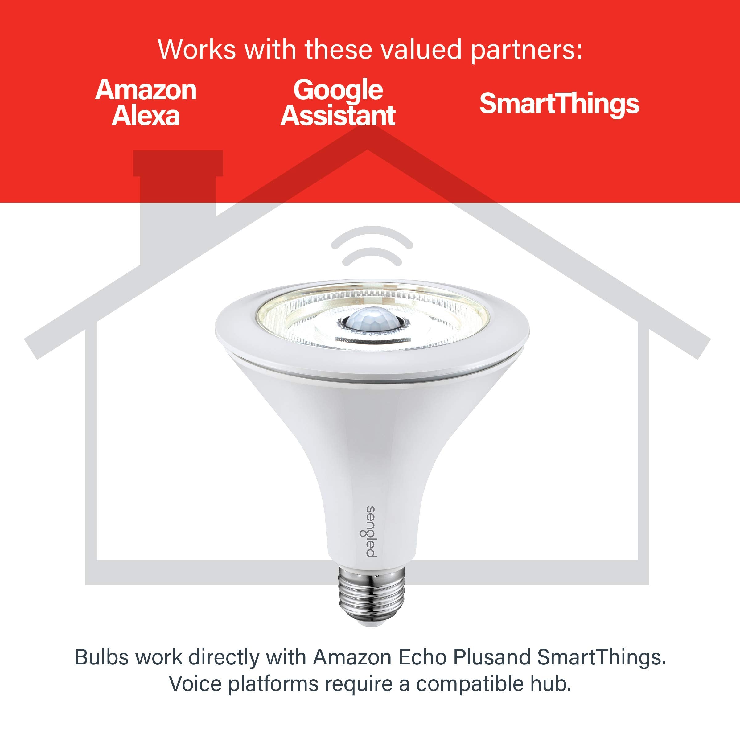 Sengled Smart Flood Light Bulb, PAR38, 1200LM, Motion Sensor, Dusk to Dawn, Works with SmartThings, Echo, Zigbee, Plastic, 1 Count