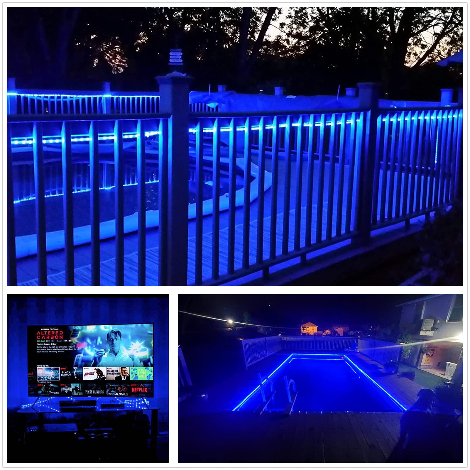 Tuanchuanrp 100Ft Blue Waterproof Rope Lights, Cuttable Outdoor String Lights For Garden & Christmas