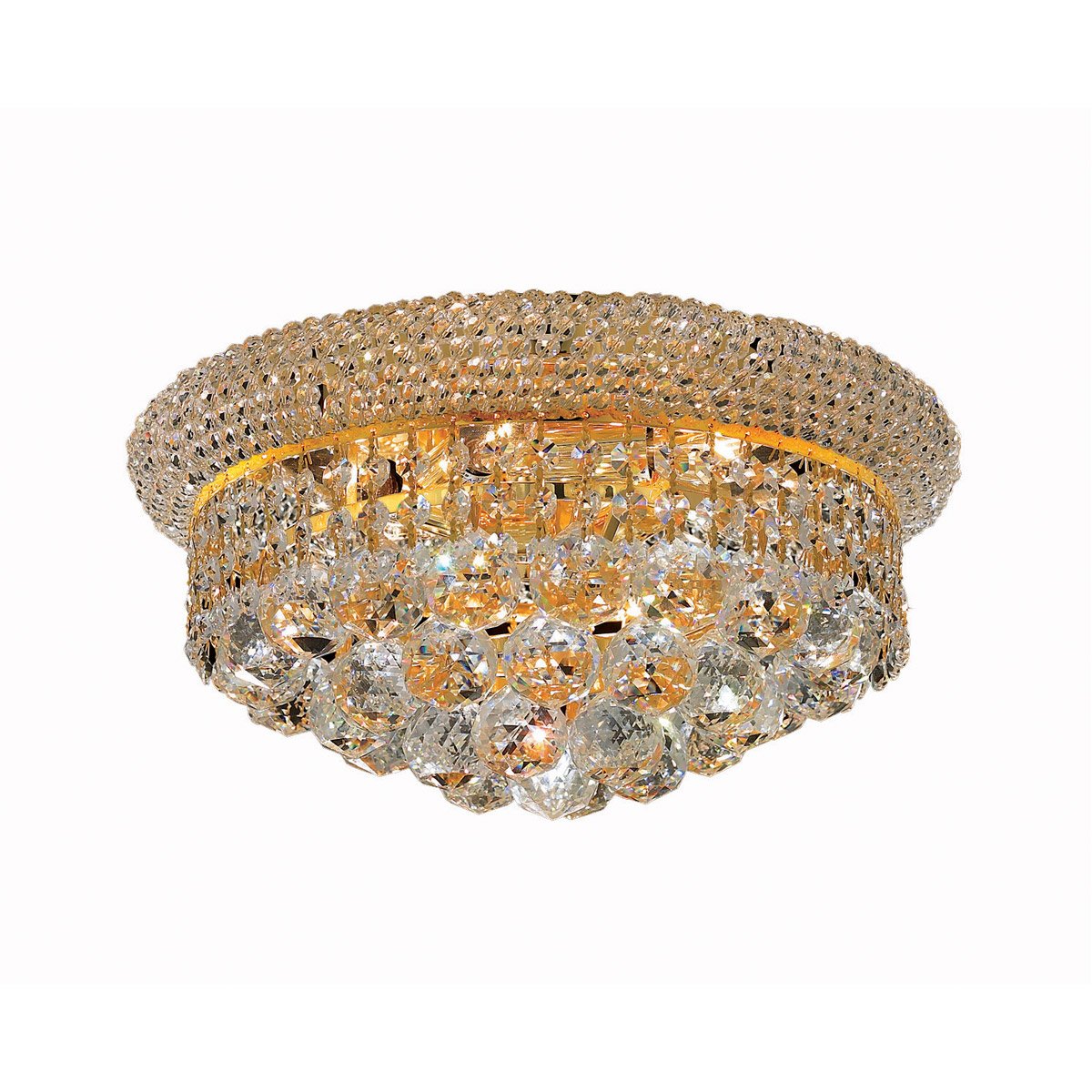 Elegant Lighting 1800F14G/Rc Royal Cut Clear Crystal Primo 6-Light, Single-Tier Flush Mount Crystal Chandelier, Finished In Gold With Clear Crystals