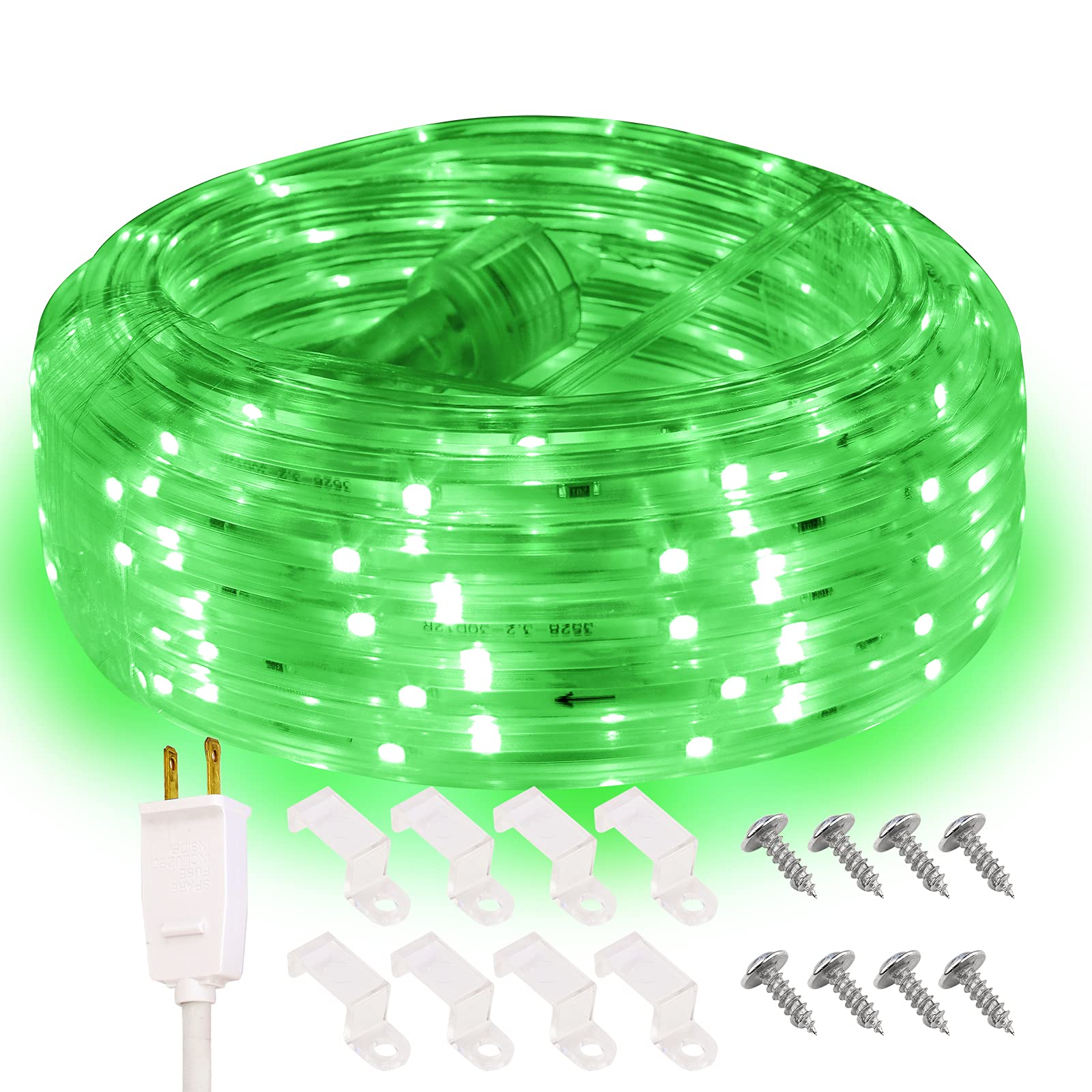 Areful Green Rope Lights, 16.4ft Waterproof LED Strip Light, Indoor Outdoor flexibe Decorative Lighting for Home Christmas Holiday Garden Patio Party