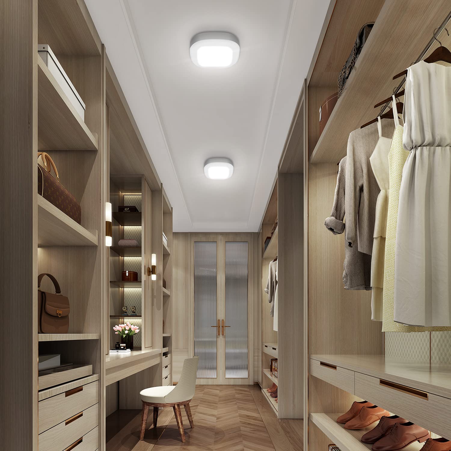 WhitePoplar Motion Sensor LED Ceiling Light, Battery Operated, 300LM, Cool White, 1 Pack, Wireless Indoor Lighting for Home