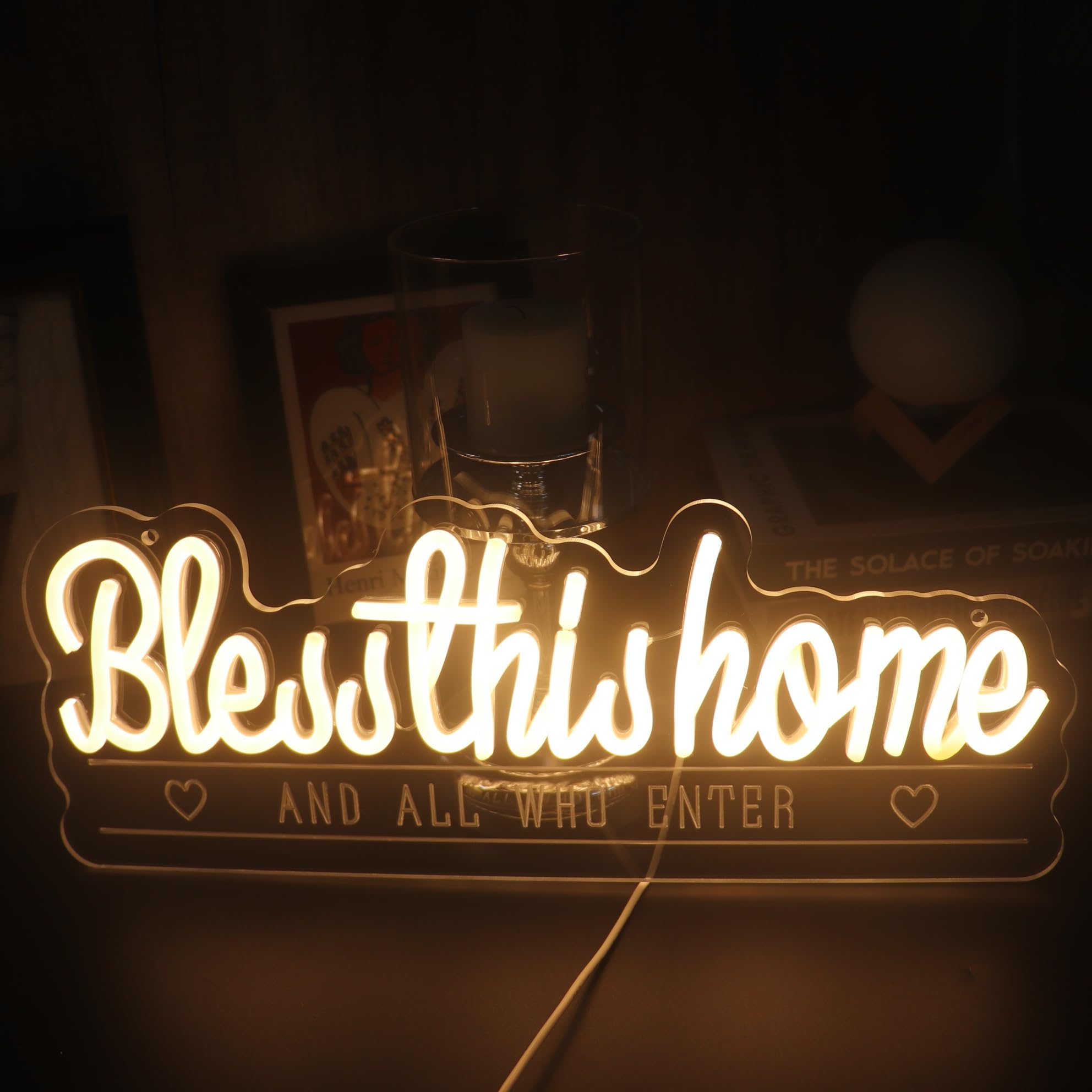 Bless This Home And All Who Enter Neon Sign  Positive Quotes Decorative Neon Lights For Home Room Wall Decor Neon Light Sign  Christmas Birthday Thanksgiving Gift