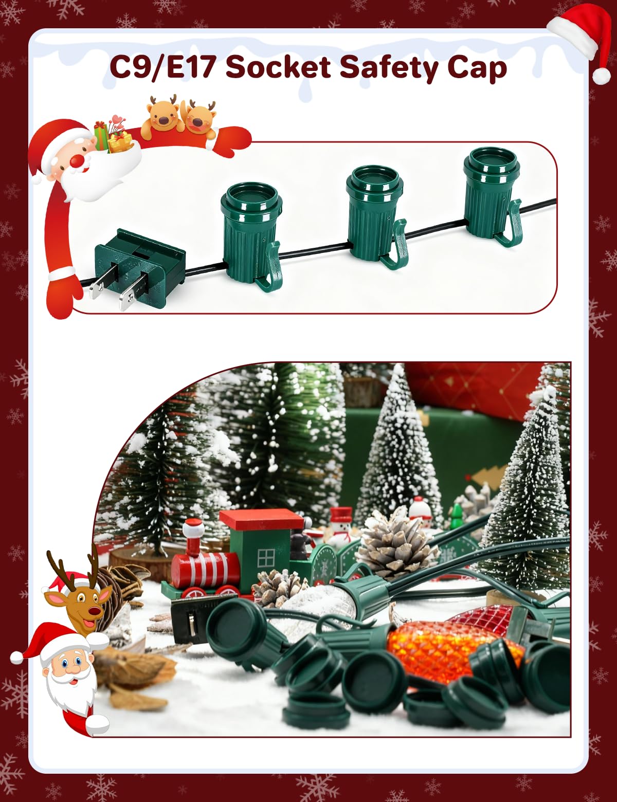 VAPOURSKY C9 Light Spool Set, 500ft Christmas Stringer, 12in Spacing, Green, Model VA005-500FT12IN-GRE, with 30
