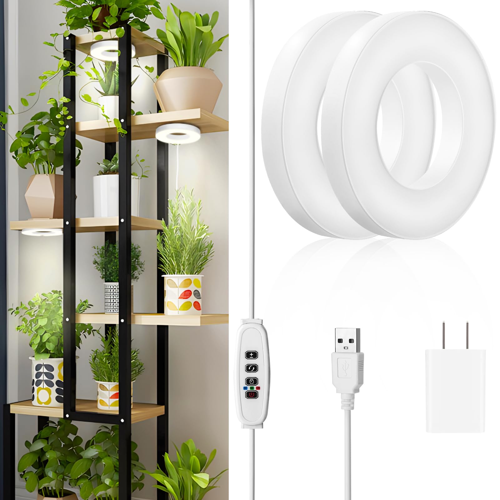 Ceiling Grow Light For Indoor Plants, 96 Leds Full Spectrum Grow Lamp, Small Hanging Plant Lamp With Timer Auto On Off 4 8 12 Hrs, 10 Level Dimmable For Plant Shelf, Ideal For Small Plants