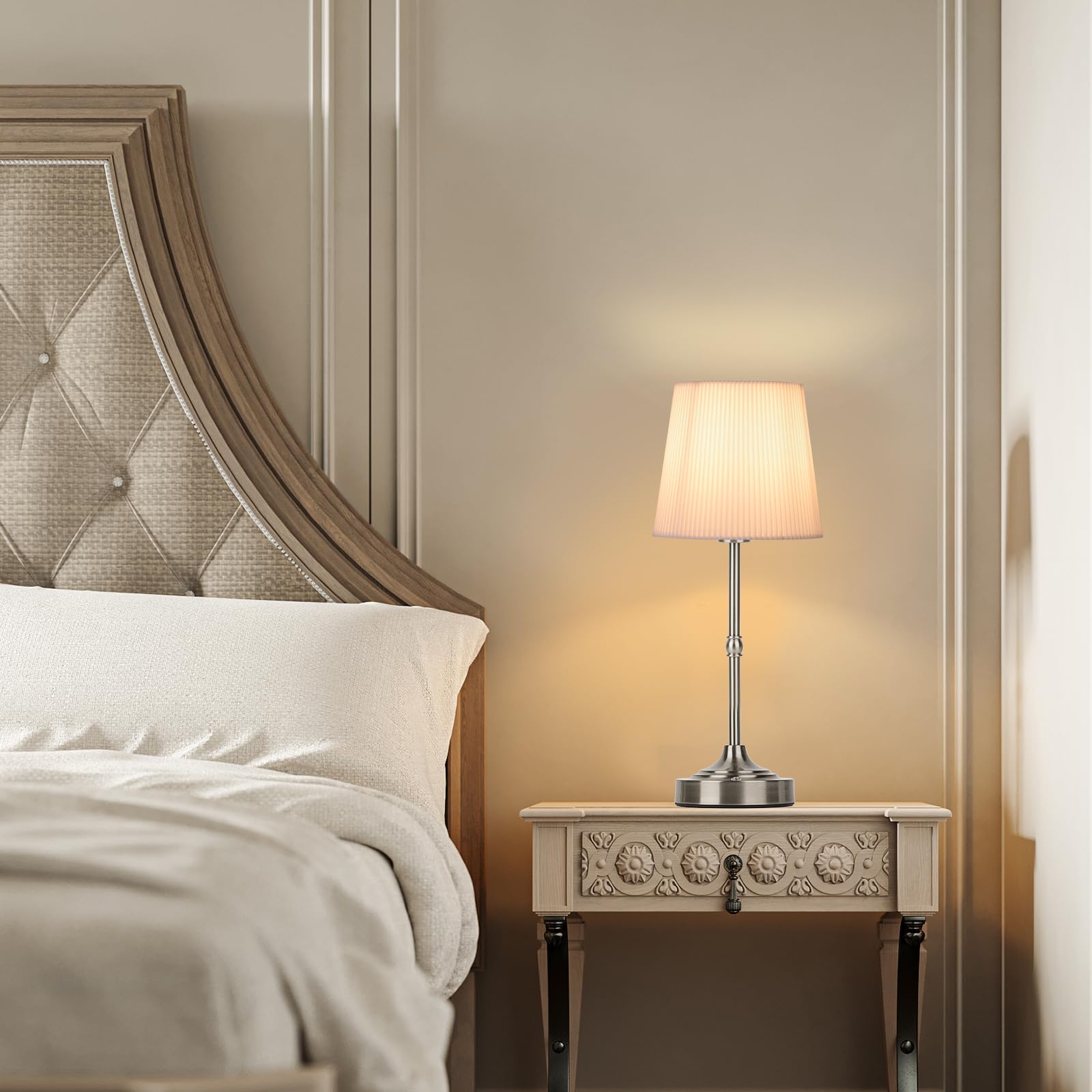 Yyxgoob Cordless Led Table Lamp,Portables Fabric Shade Desk Lamps, 5000Mah Rechargeable Battery Powered Lighting, Dimmable Light