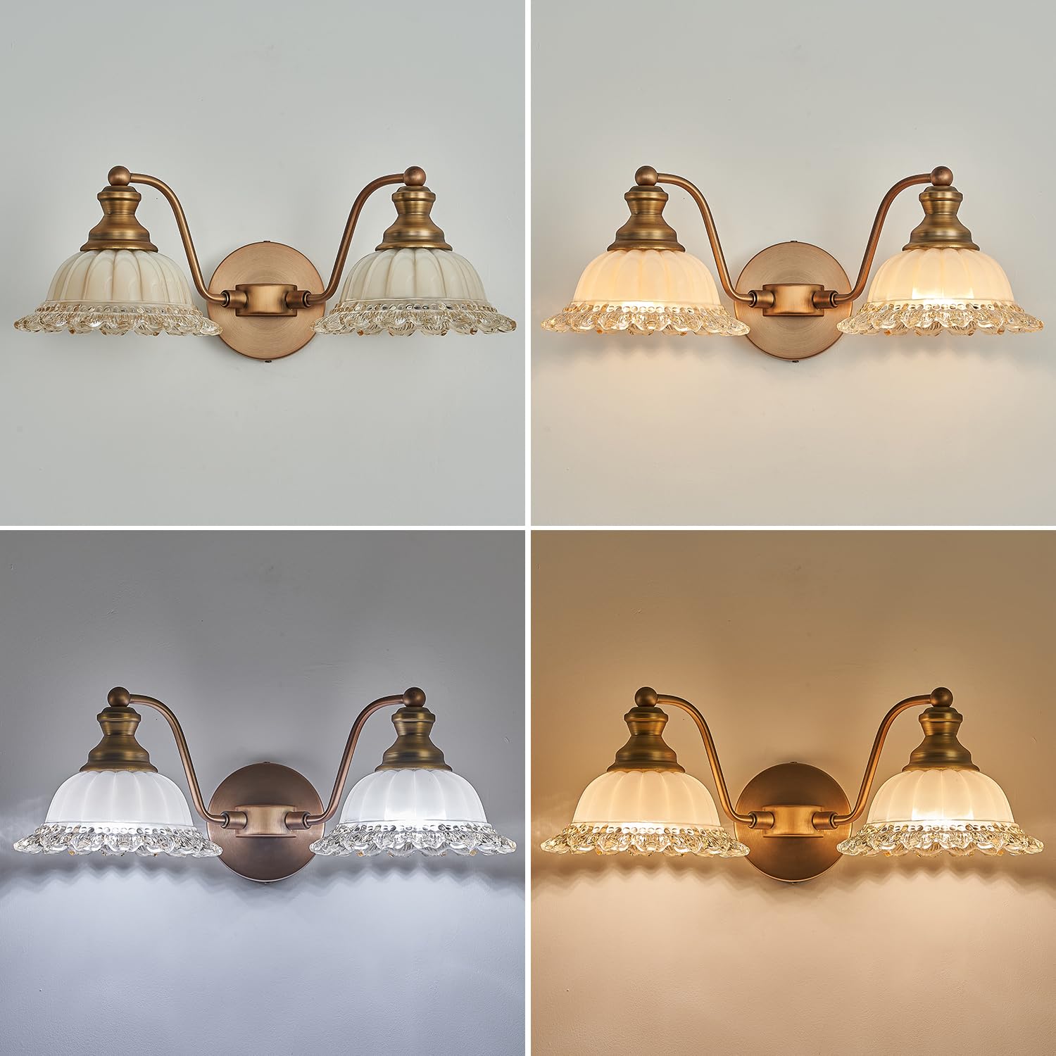 Xiedun Vintage Vanity Light Brushed Brass 2 Light Vanity Lights For Bathroom Vanity Light Fixtures