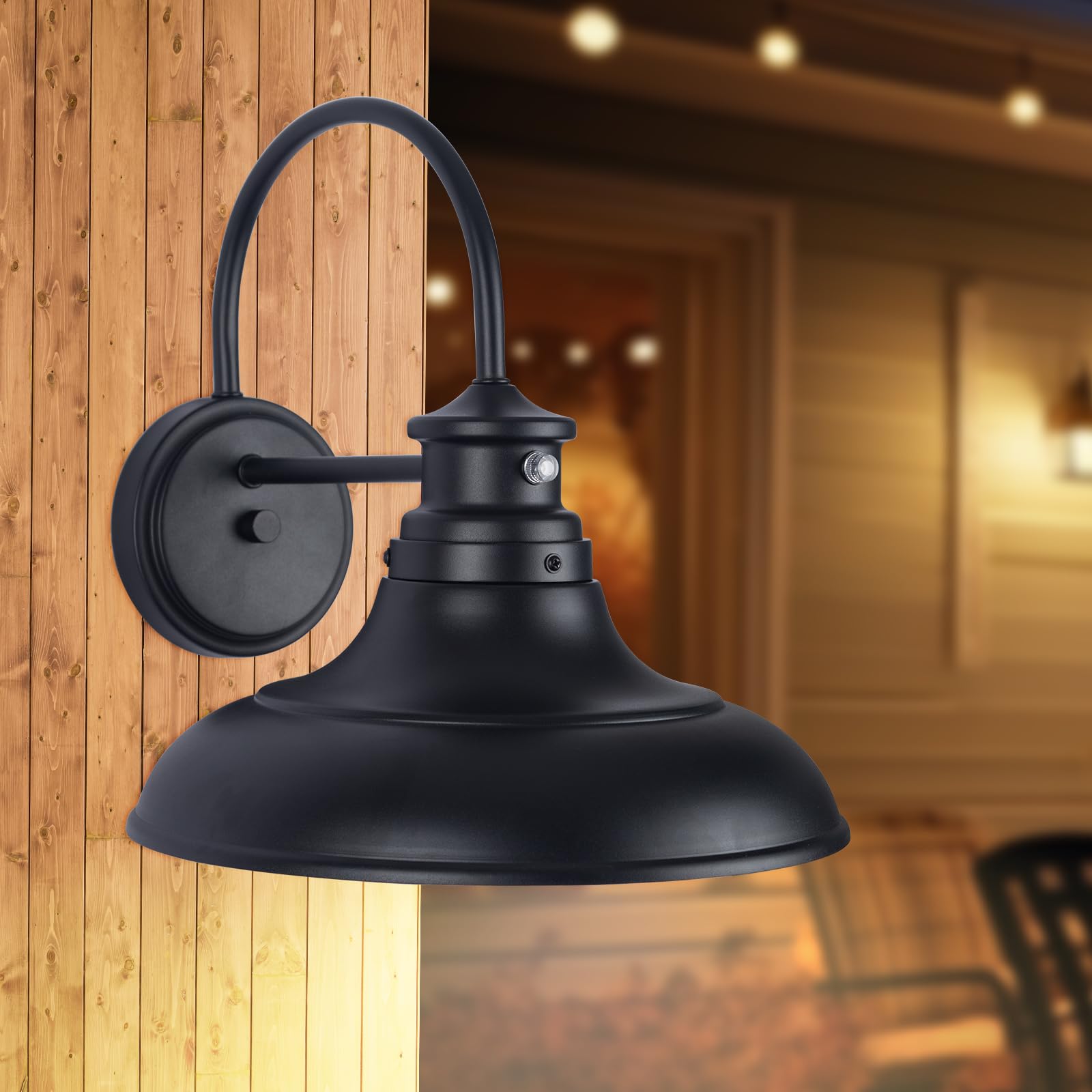 Yolsunes Dusk To Dawn Led Barn Lights - 2 Pack Gooseneck Black Exterior Wall Mount Fixtures