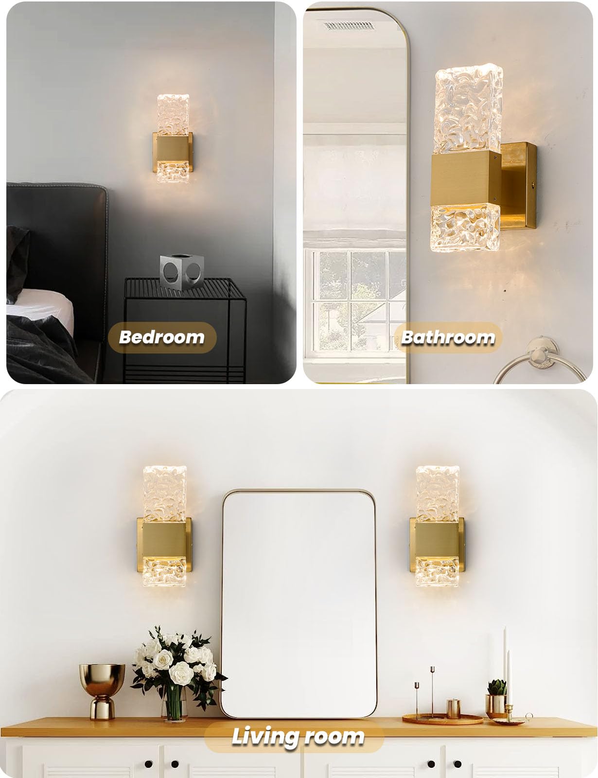 OYLYW Modern LED Vanity Light Brushed Gold Stainless Steel 1 Light JQ1428-1TG