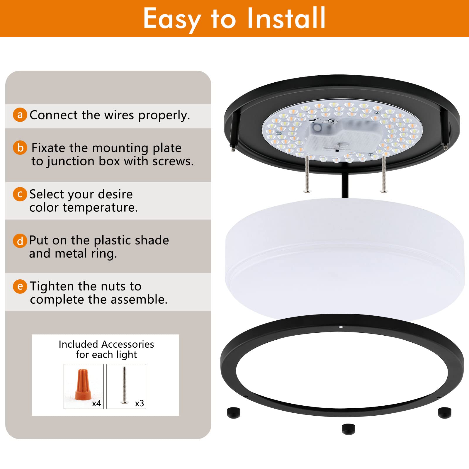 4-Pack 10Inch 30W Led Flush Mount Ceiling Light Fixtures Bright 3200Lm Dimmable Ceiling Lights, 5Cct Adjustable 2700K/3000K/4000