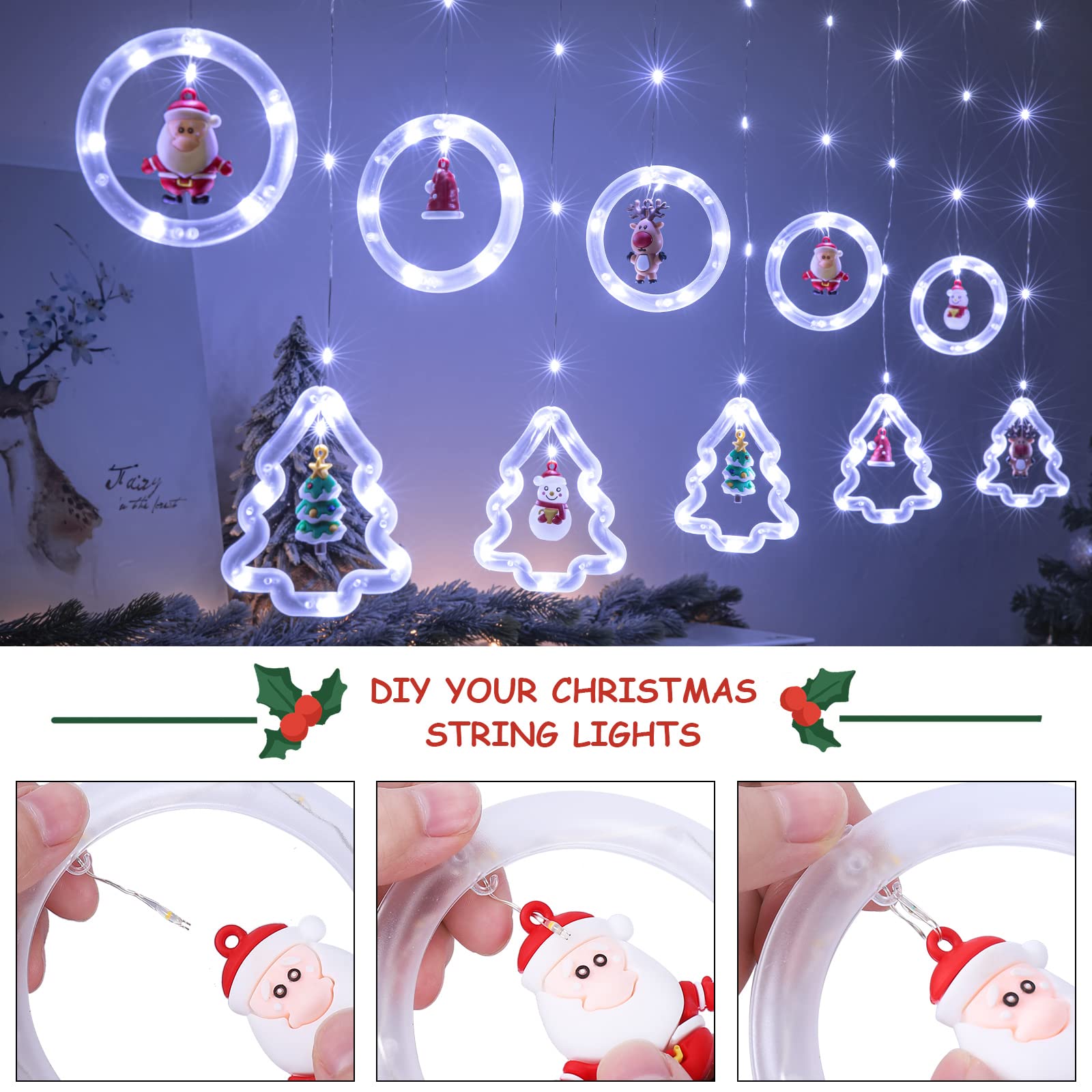 Bloomwin Window Lights Christmas Decorations 9.8Ft Usb Novelty Xmas Hanging Tree Ring Light For Indoor Bedroom Outdoor - Christmas Led Window Decorations