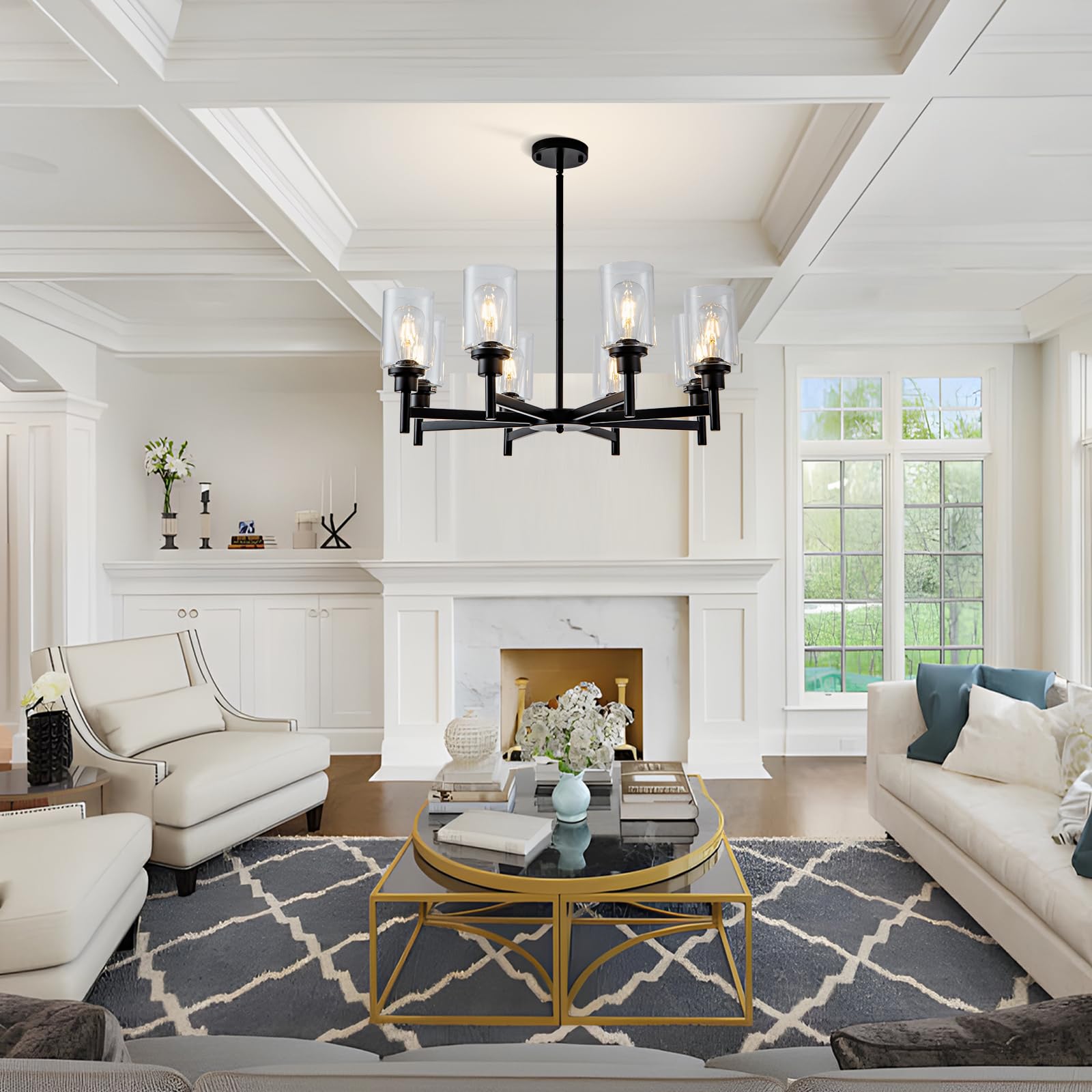 Hccz 8 Light Black Chandeliers For Dining Room Light Fixtures Over Table Modern Farmhouse Chandelier Industrial Hanging Pendant