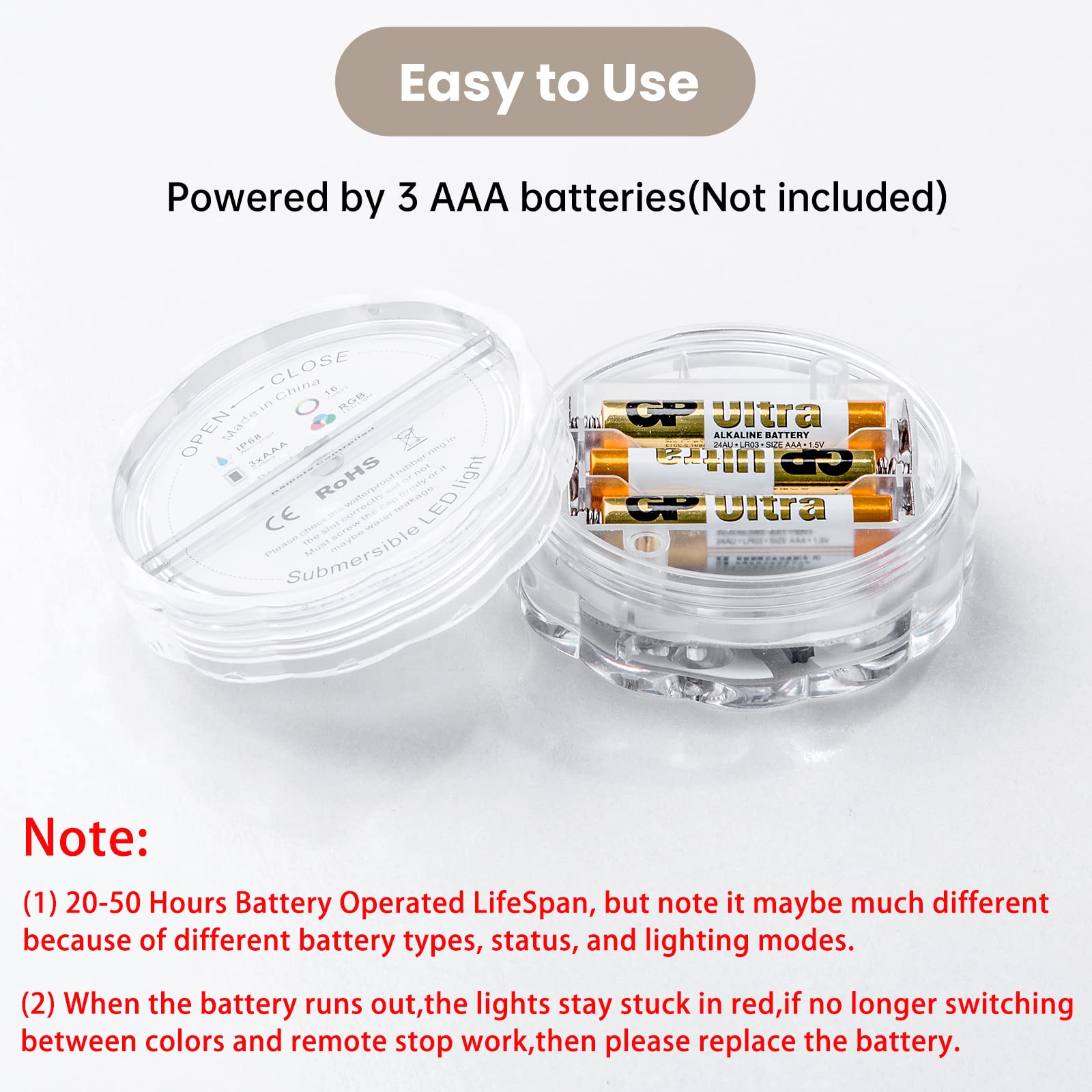 Dobertry Bathroom Vanity Lights Wireless, Battery Powered Operated Waterproof Led Light for Shower Spa Bath Room Over Mirror Wal