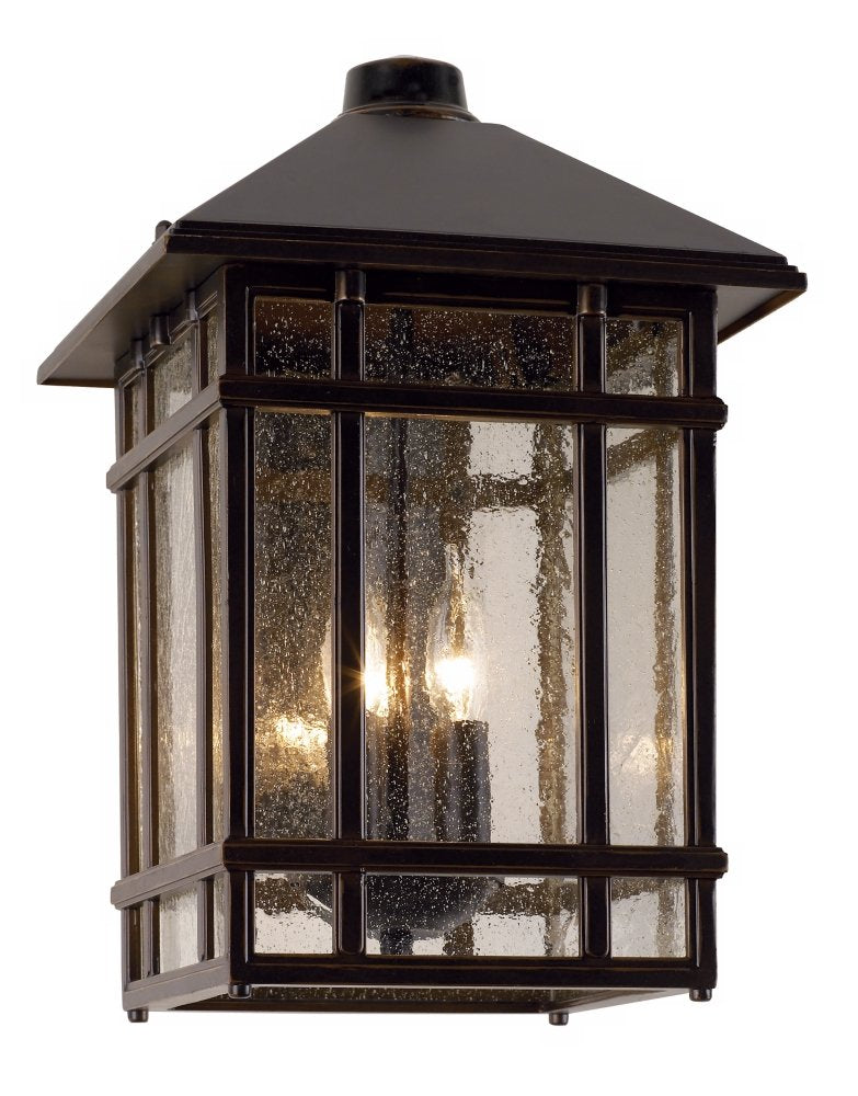 kathy ireland J du J Sierra Craftsman Outdoor Wall Light 15in Brown Glass