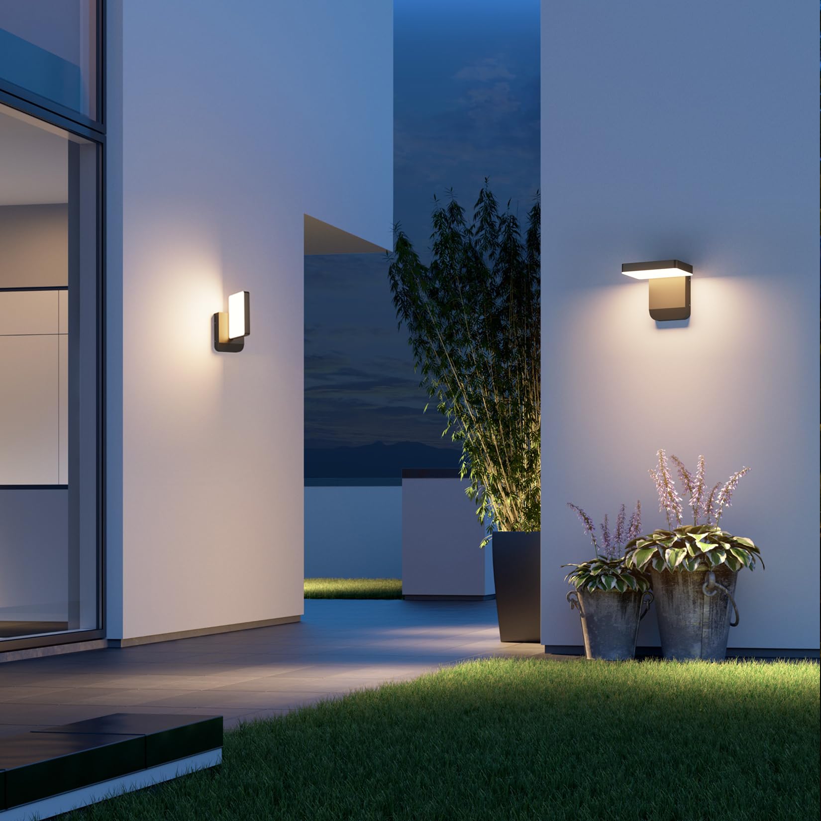 Aoceley Modern Outdoor Wall Light, 350° Adjustable Black LED Sconce, IP65 Waterproof, 3000K, Model GW025