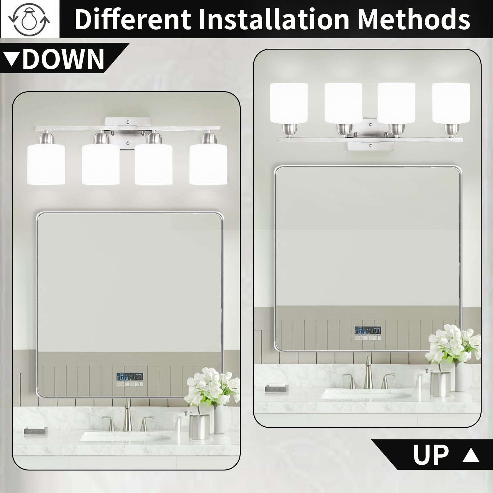 FAISHILAN 5-Light Brushed Nickel Bathroom Vanity Light with Frosted Glass Shade, Model FSL-212--NBN-5