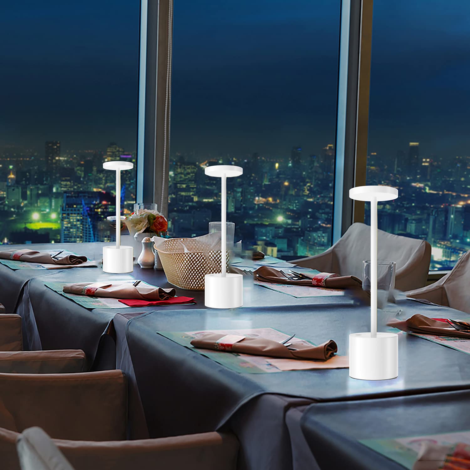 Yiben 2Pack Cordless Led Table Lamp, 5000Mah Rechargeable, 3 Brightness Levels, White