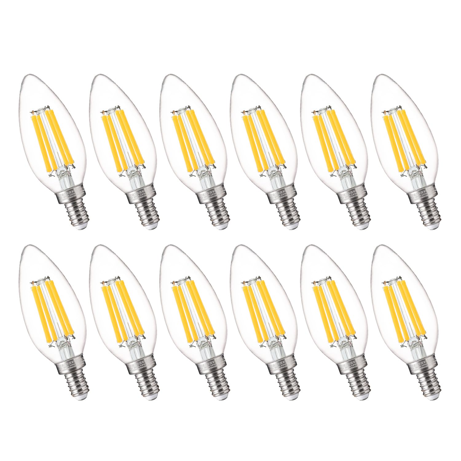 FLSNT LED Candelabra Bulbs 100W Equivalent 5000K Daylight Dimmable E12 Base 12 Pack
