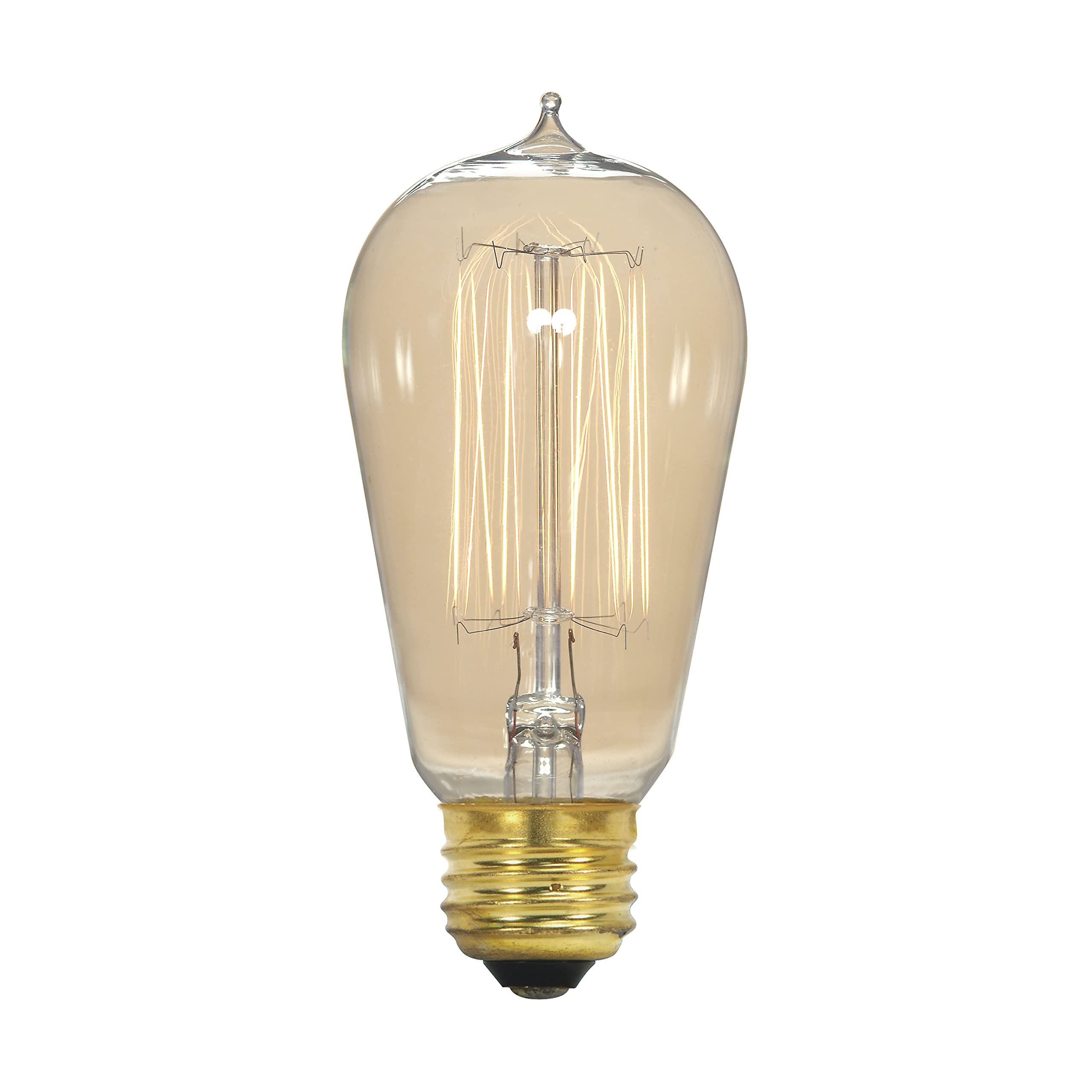 Satco S2413 ST19 40W Incandescent Light Bulb, Dimmable, Medium Base, Soft White 2700K, Vintage Cage Coil Design