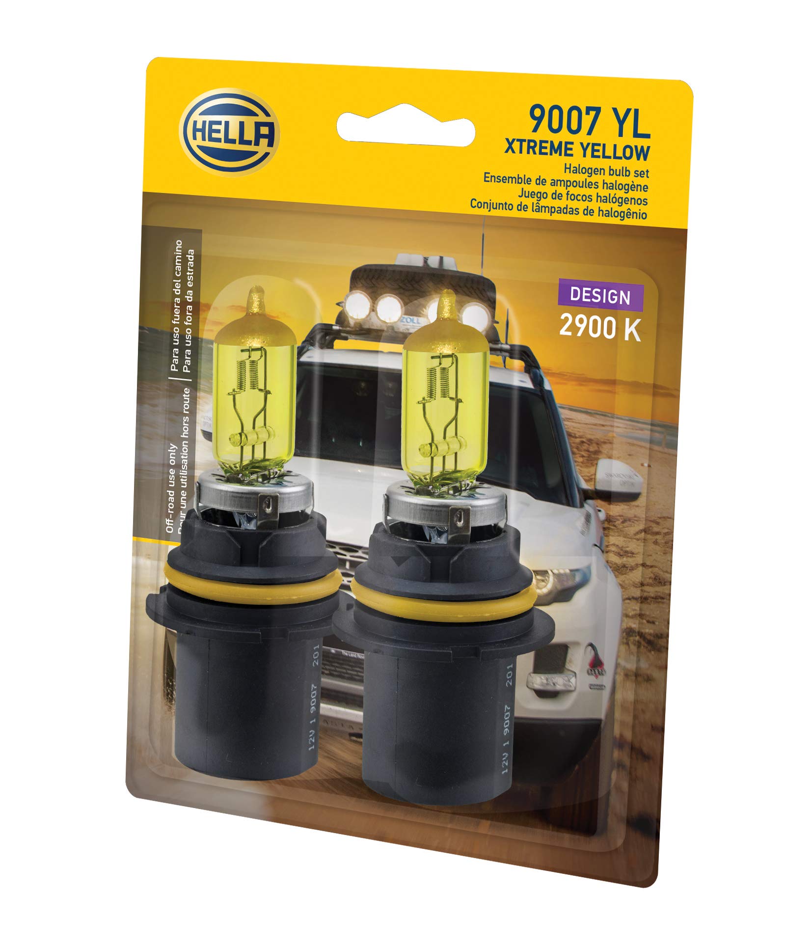 HELLA 9007 YL Twin Blister Xtreme Yellow Bulb (12V 65/55W), 2 Pack