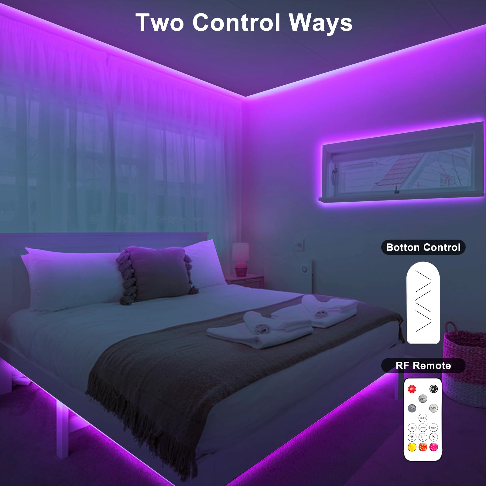 Tatazone 16.4Ft Purple Cob Led Strip Lights With Remote, Dimmable Bright Dotless Adhesive Indoor Led Cob Light Strip For Cabinet