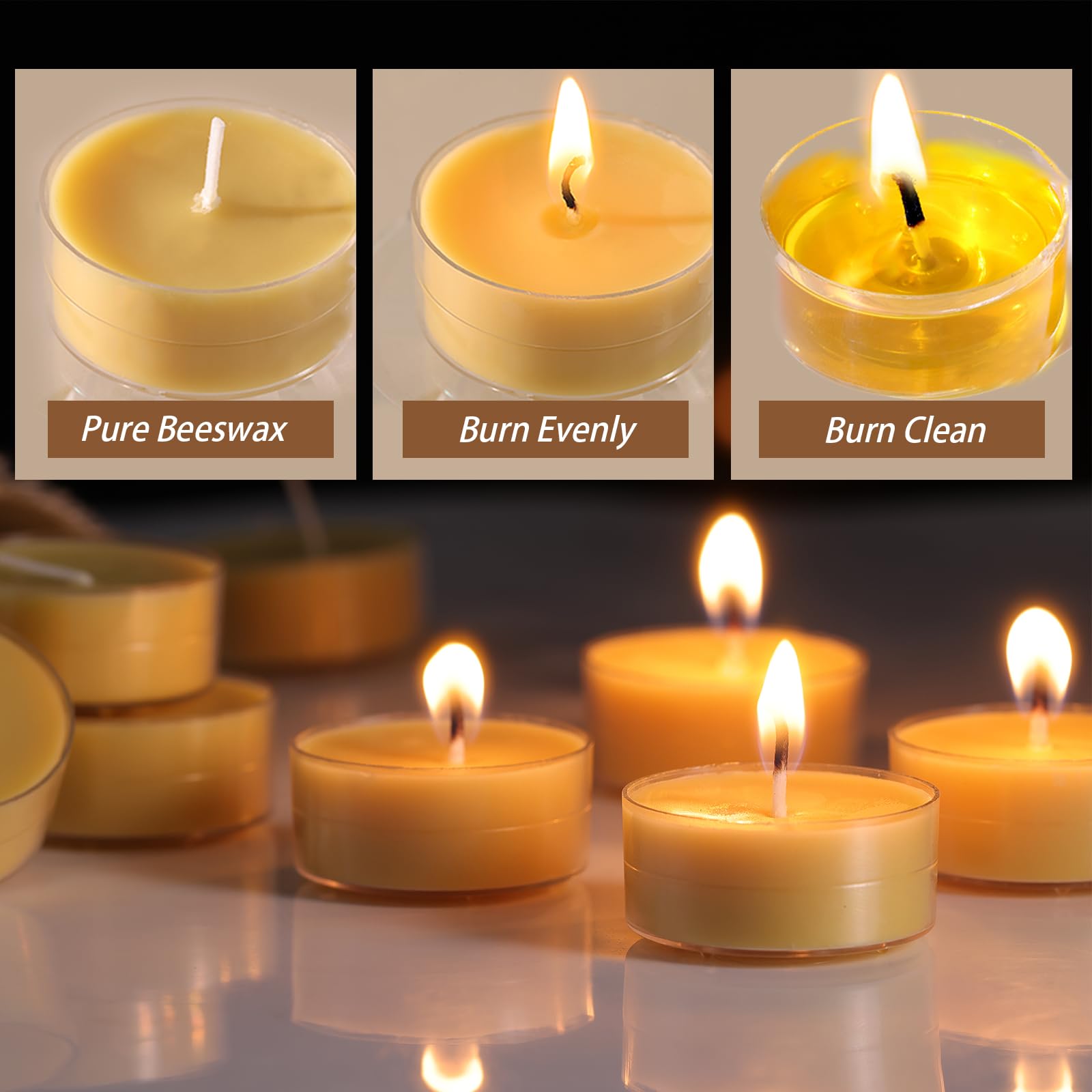 DEVI Beeswax Tea Light Candles 45 Pack, 4 Hours Burn Time, Yellow, Model BS-FL6789