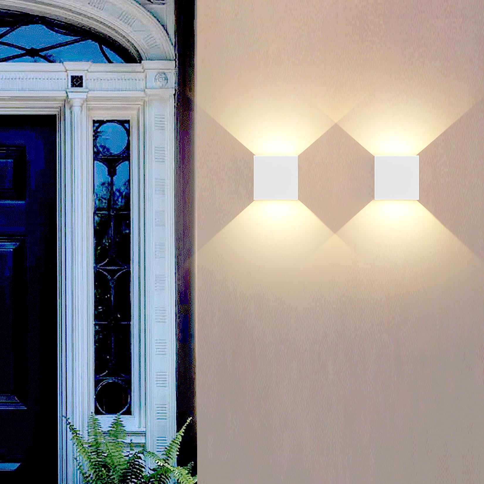 2 Pcs 12W Outdoor Sconces Wall Lights Led Exterior/Interior Up And Down Lights Ip65 Waterproof Modern Outdoor Lighting Fixtures