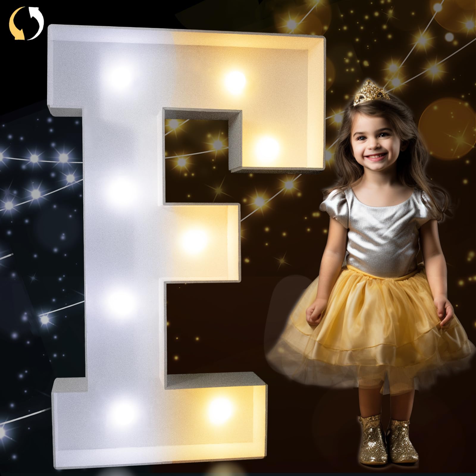 Pooqla 3FT LED Marquee Light Up Letter F, Cool White & Warm White, Giant Sign for Birthday, Wedding, Party Decoration