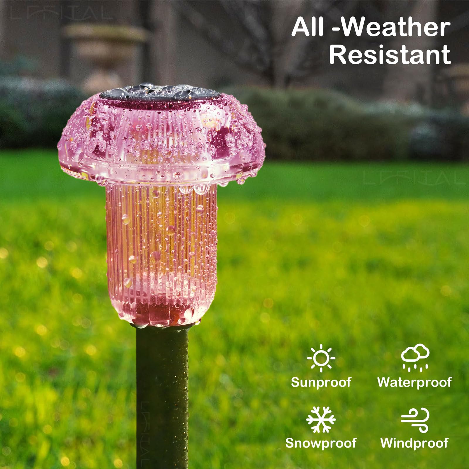 Lffital 16 Pack Halloween Solar Lights Outdoor Hot Pink Solar Pathway Lights Outdoor Purple Mushroom Led Waterproof Lighting Stake For Outside  Yard  Path  Garden  Lawn  Patio  Landscape Decorations