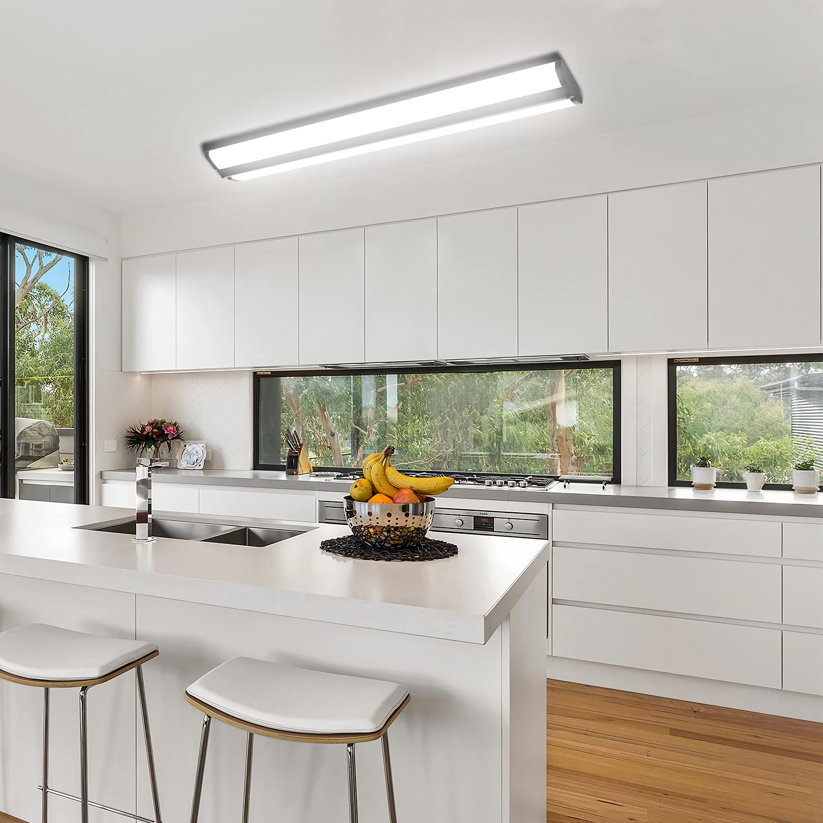 FAITHSAIL 4FT LED Wraparound Light Fixture Ceiling Mount, Ultra Slim 50W LED Garage Light Flush Mount, 4000K Neutral White, 5500