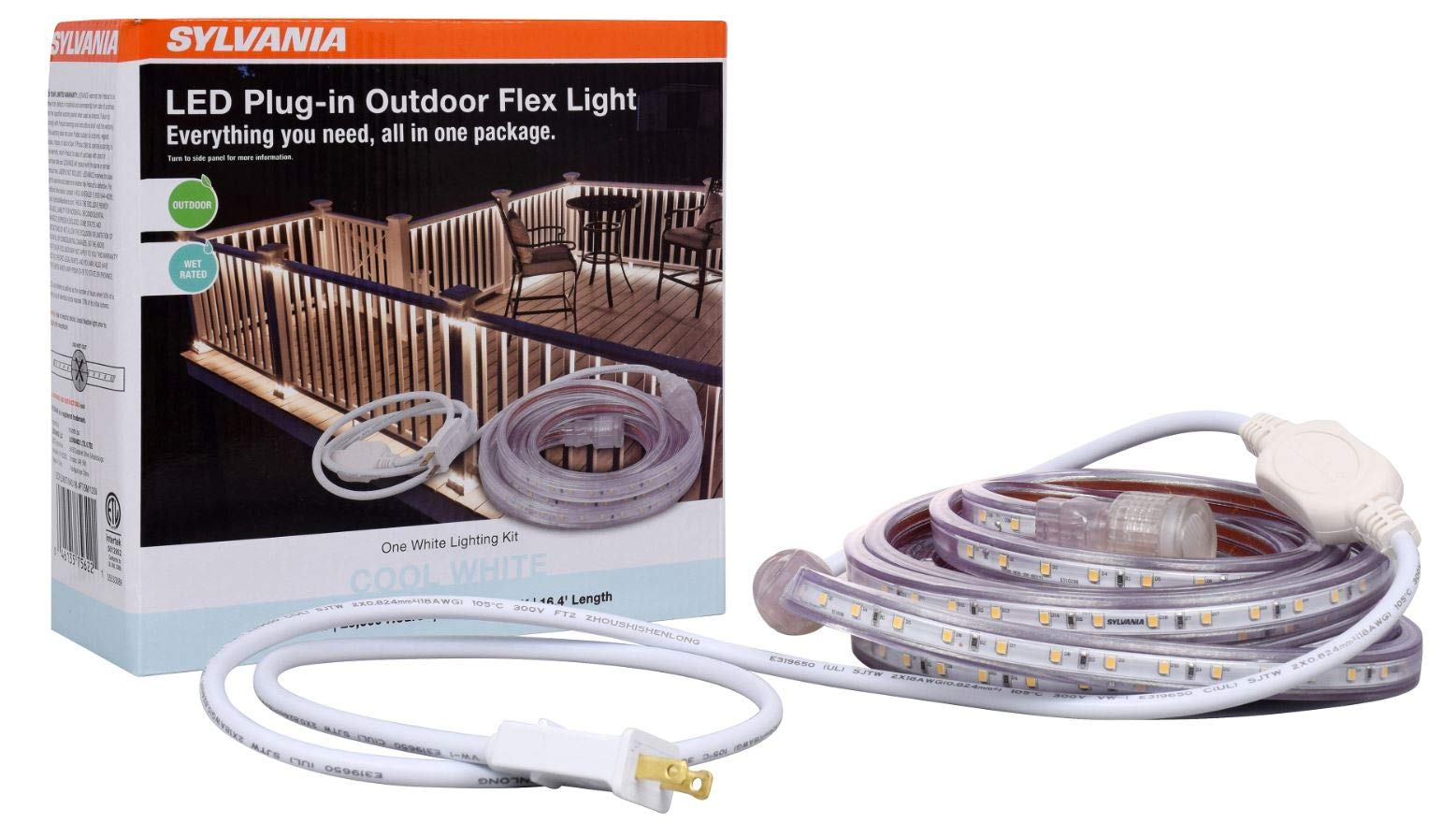 LEDVANCE SYLVANIA LED Strip Lights, Outdoor Starter Kit, 16ft, 4000K, Model 75624
