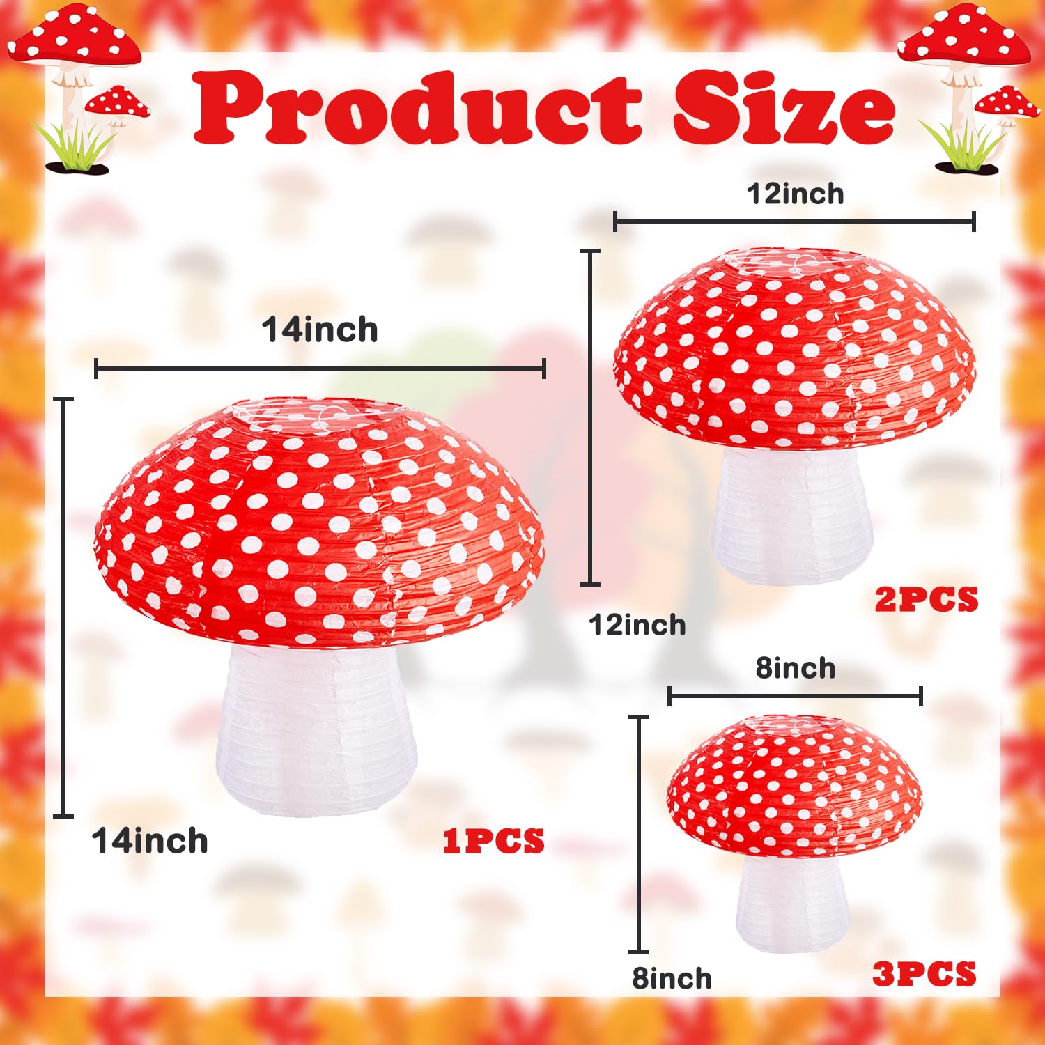Mushroom Paper Lanterns 6 Pcs Mushroom Hanging Paper Lanterns 3 Size Paper Lantern Bedroom For Alice In Wonderland Themed Birthday Baby Shower Fairy Theme Party Decorations