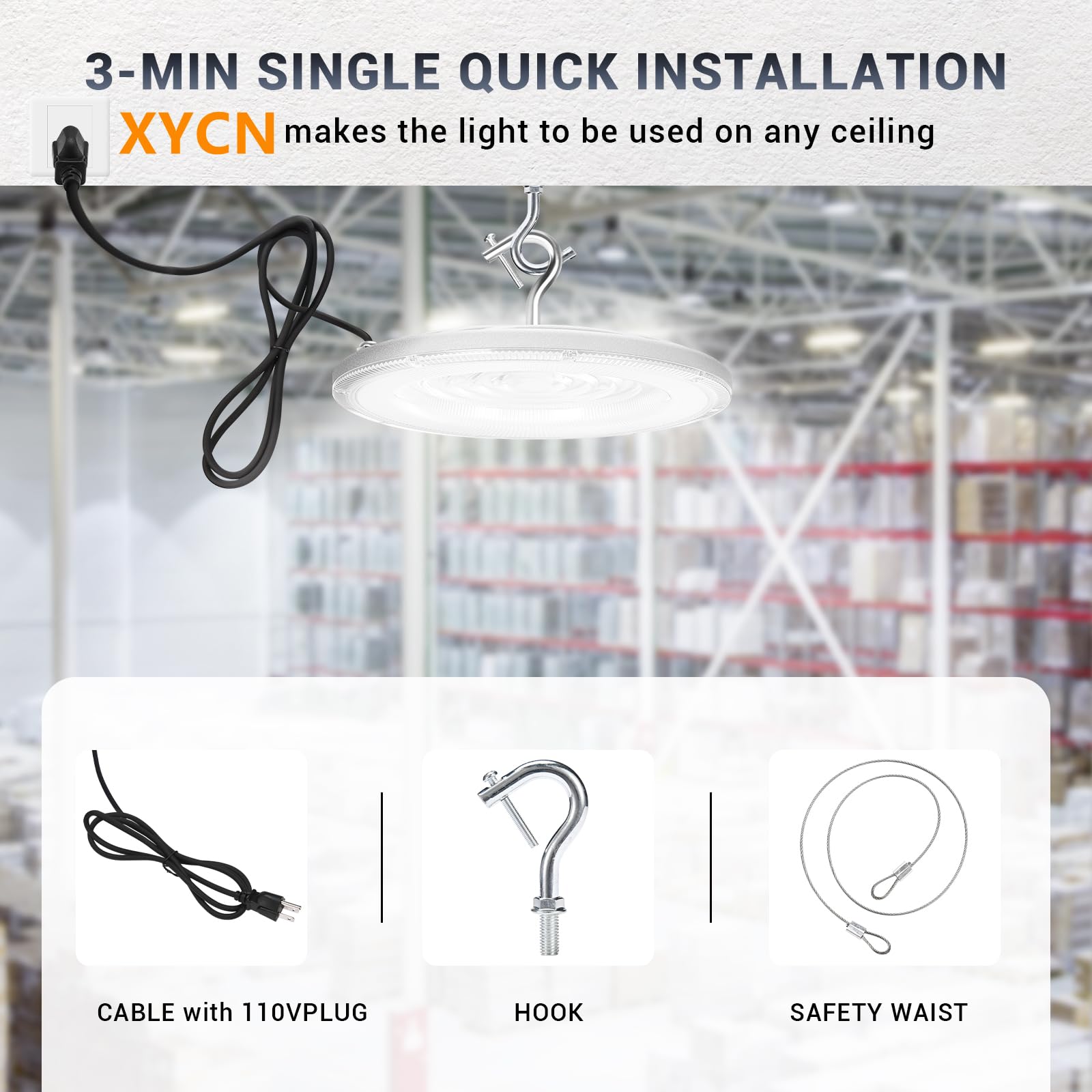 Xycn 10 Pack 150W Ufo Led High Bay Light 6000K Daylight 120Vac Commercial Bay Lighting Ip66 Waterproof 21050Lm 650W Mh/Hps With Plug Area Lighting For Warehouse/Shop/Workshop/Barn/Gym/Factory