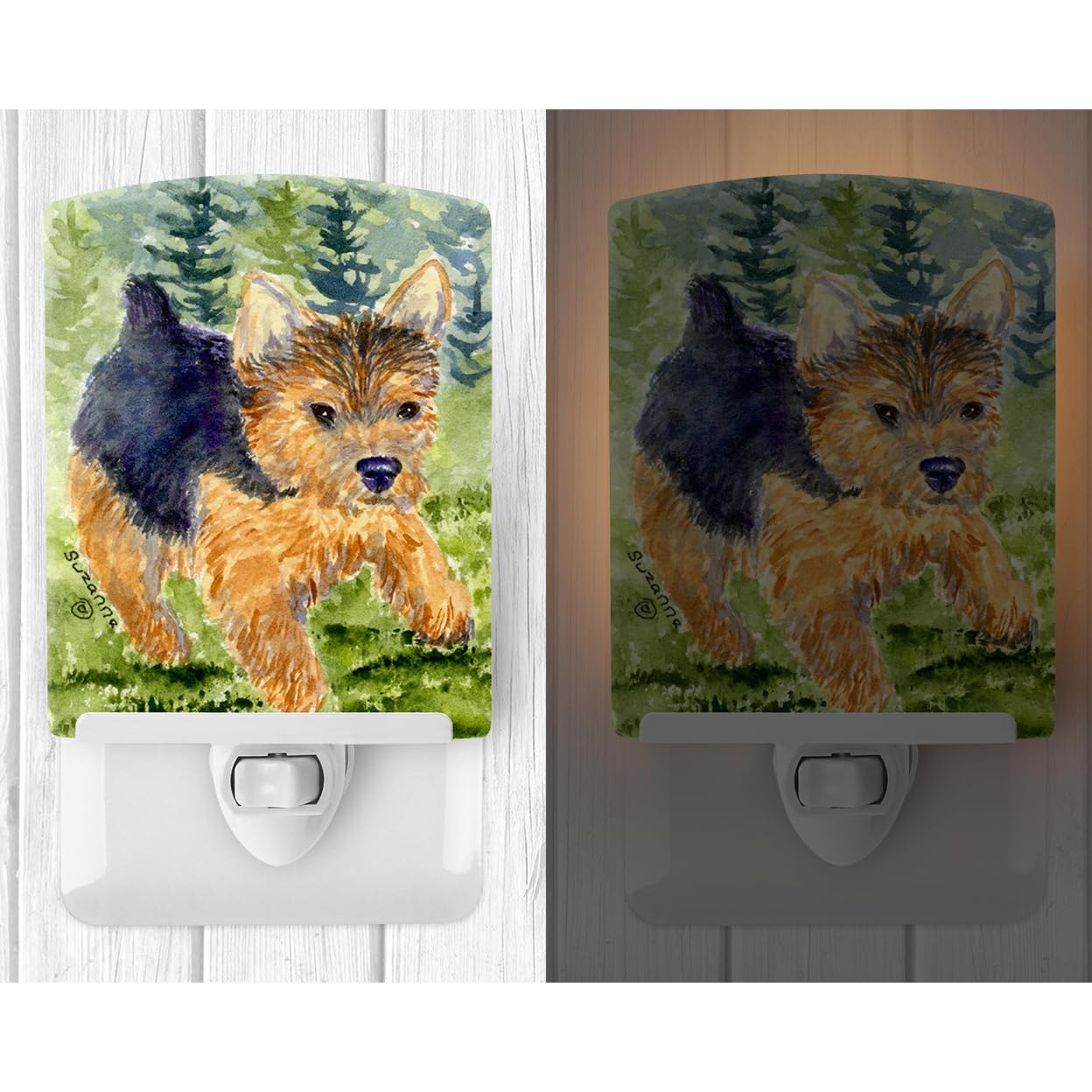 Caroline'S Treasures Ss8907Cnl Norwich Terrier Ceramic Night Light Compact, Ul-Certified, Ideal For Bedroom, Bathroom, Nursery, Hallway, Kitchen, 6X4X3, Multicolor