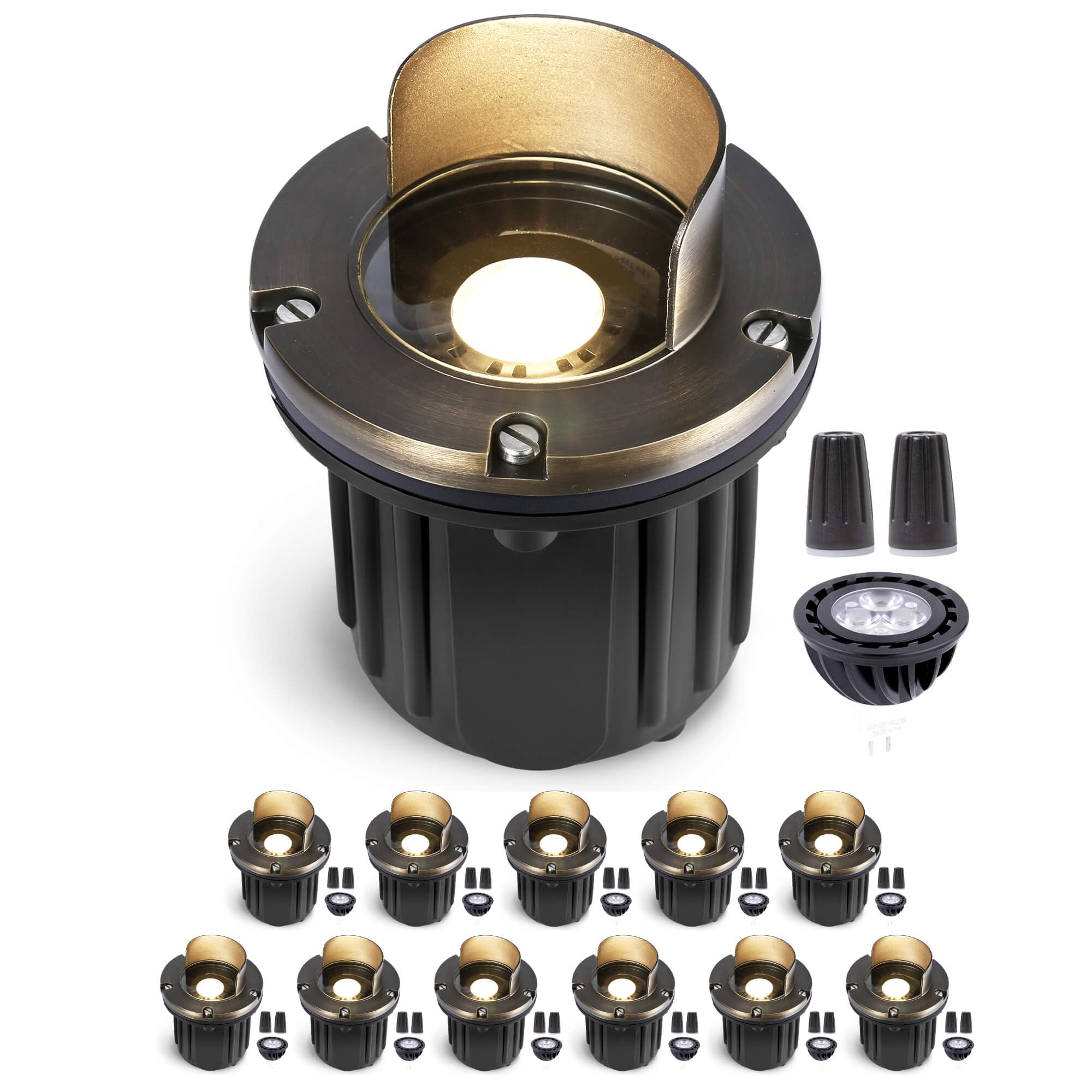 Gardenreet Solid Brass Well Light - All Weather 12V In-Ground LED Low Voltage Landscape Lighting, Replaceable Bulb Fixture, Anti