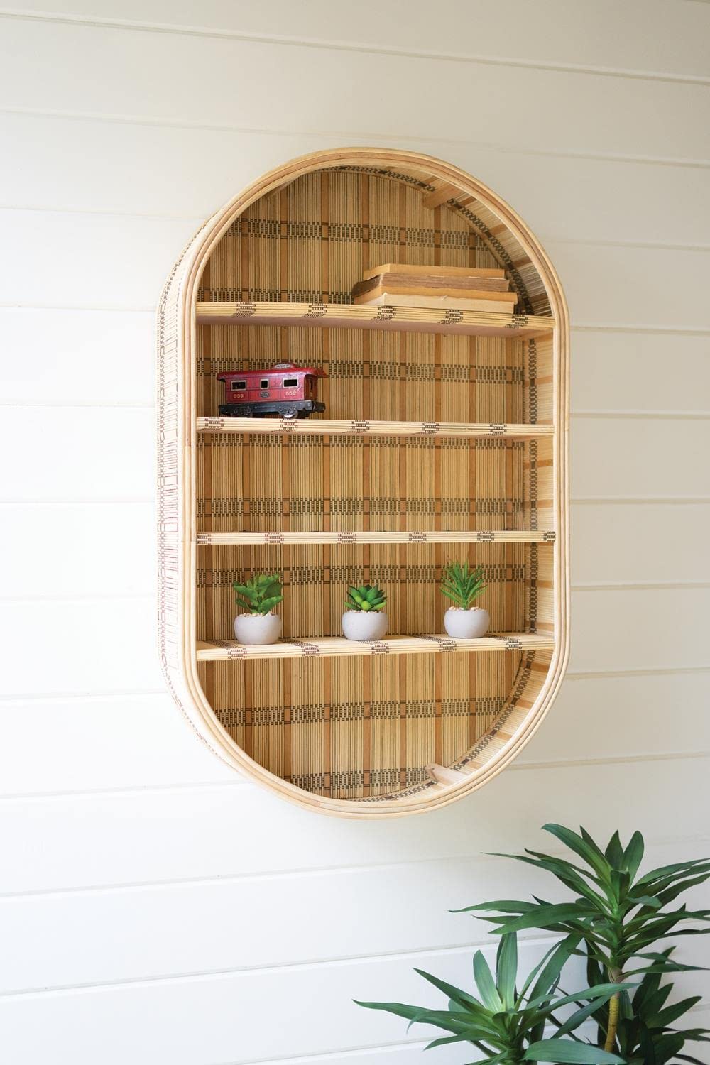 OVAL RATTAN WALL SHELF