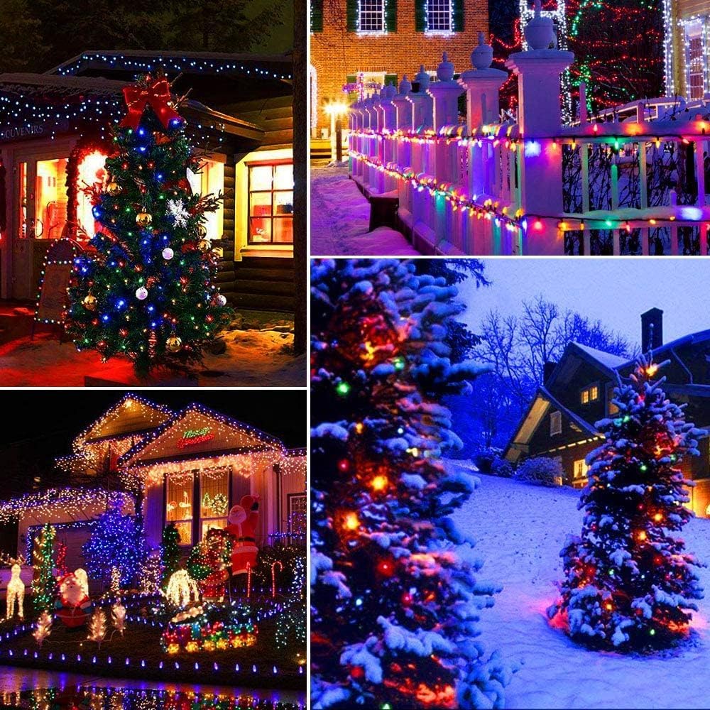 Tcamp 33Ft 100Led Solar Christmas Lights Outdoor Waterproof  Solar Outdoor String Lights With 8 Lighting Modes Memory Function For Xmas Tree Wedding Party Garden Decorations (Multicolor)